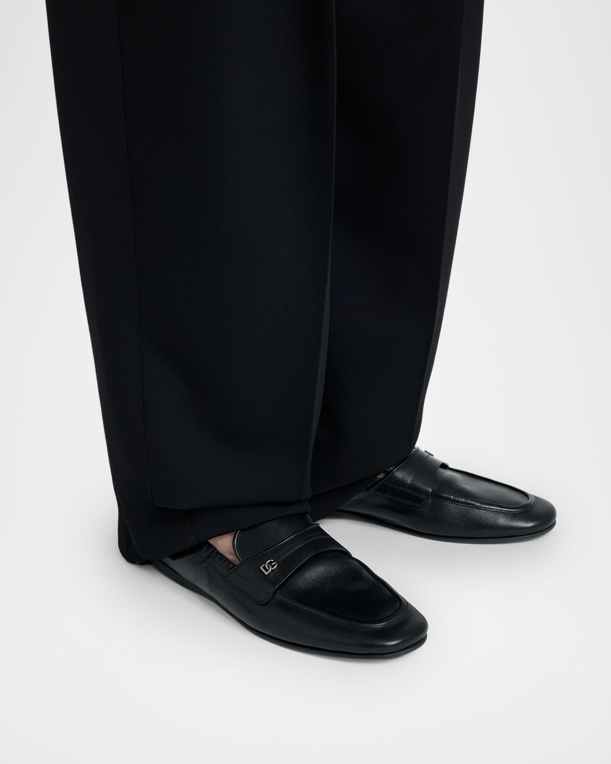 Dolce & Gabbana Men 's Leather DG-Logo Elastic Penny Loafers | Thumbnail 6