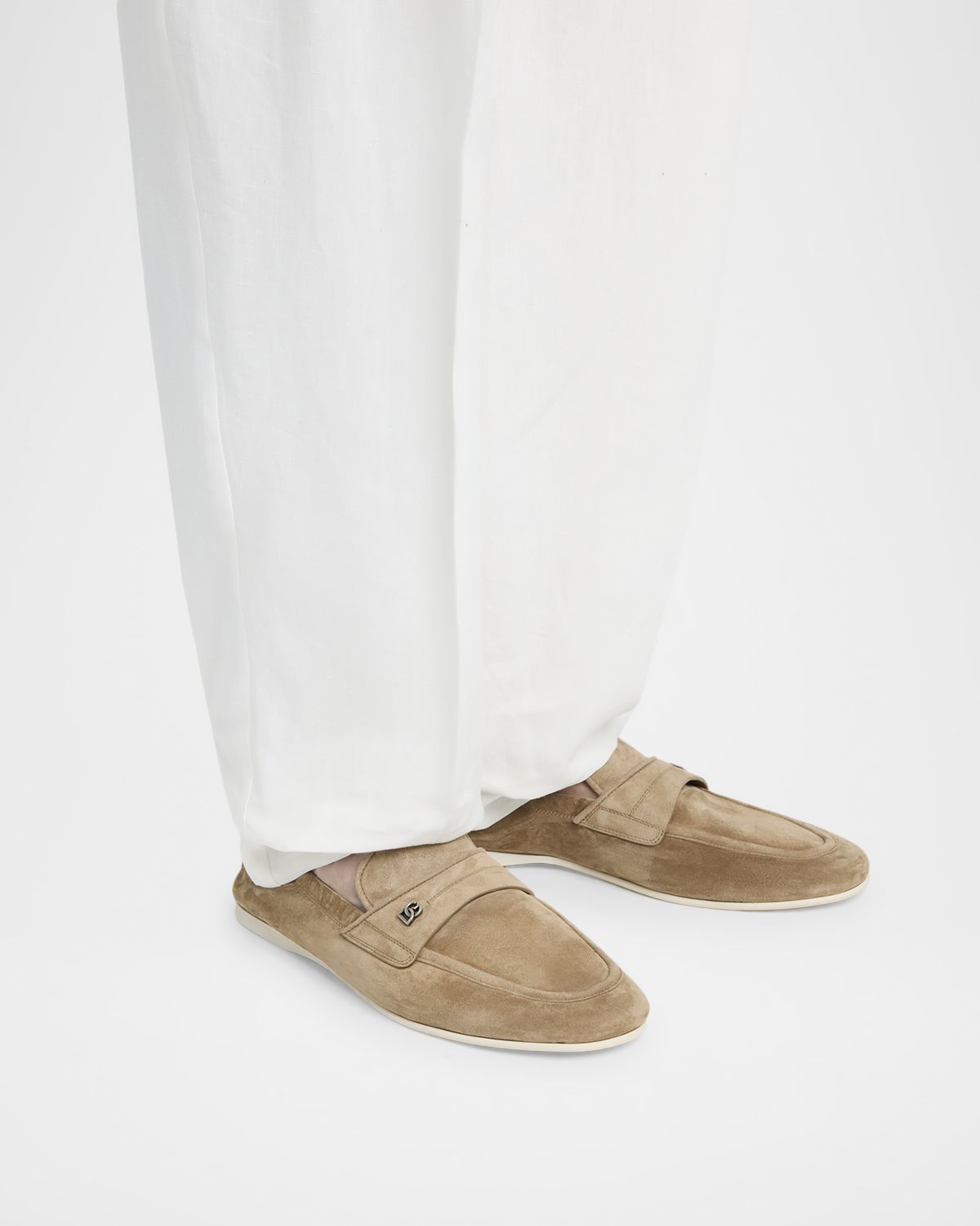 Dolce & Gabbana Men 's Suede DG-Logo Elastic Penny Loafers | Thumbnail 6