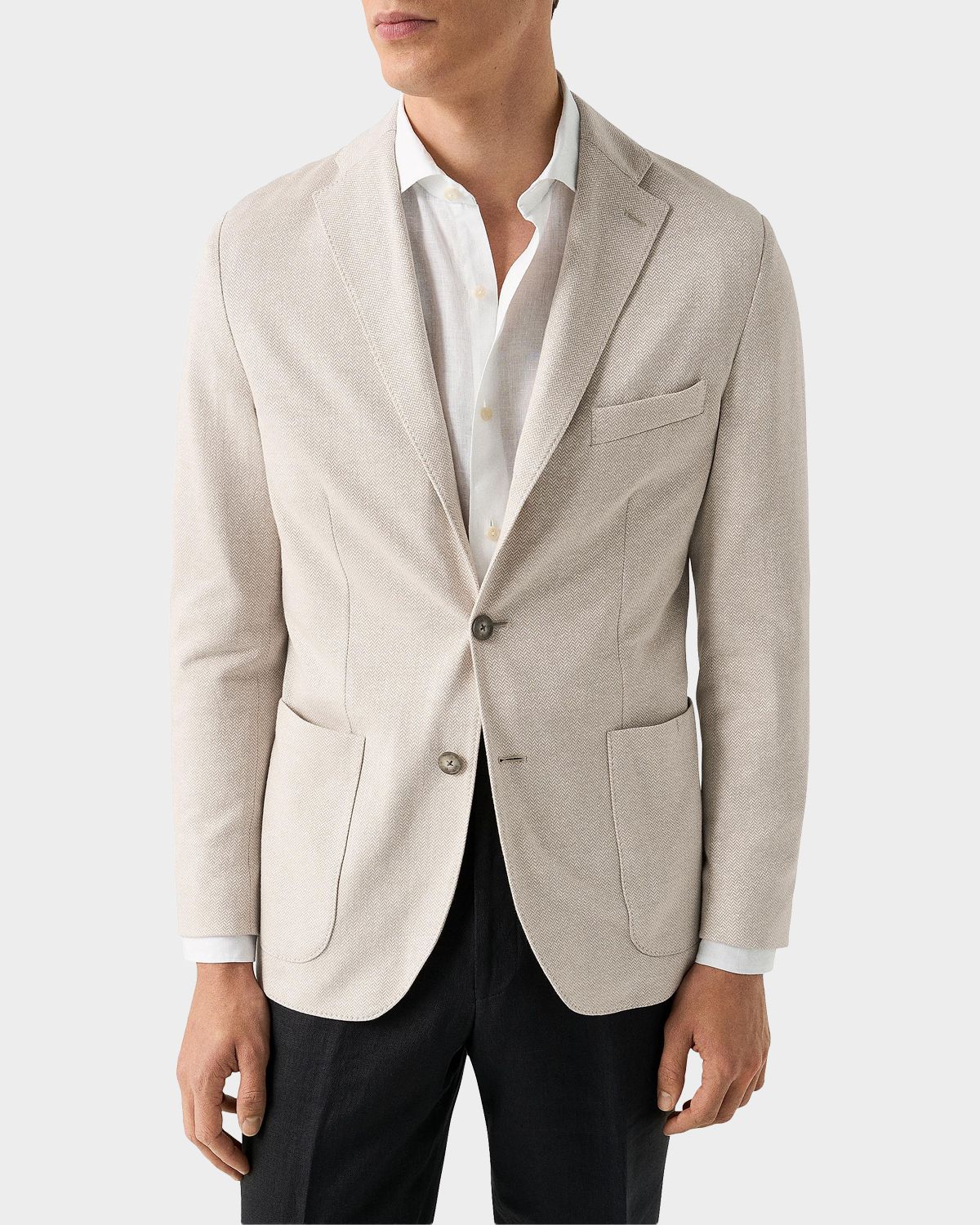 Eton Herringbone Linen Jersey Soft Jacket | Thumbnail 2 Eton Herringbone Linen Jersey Soft Jacket | Thumbnail 2