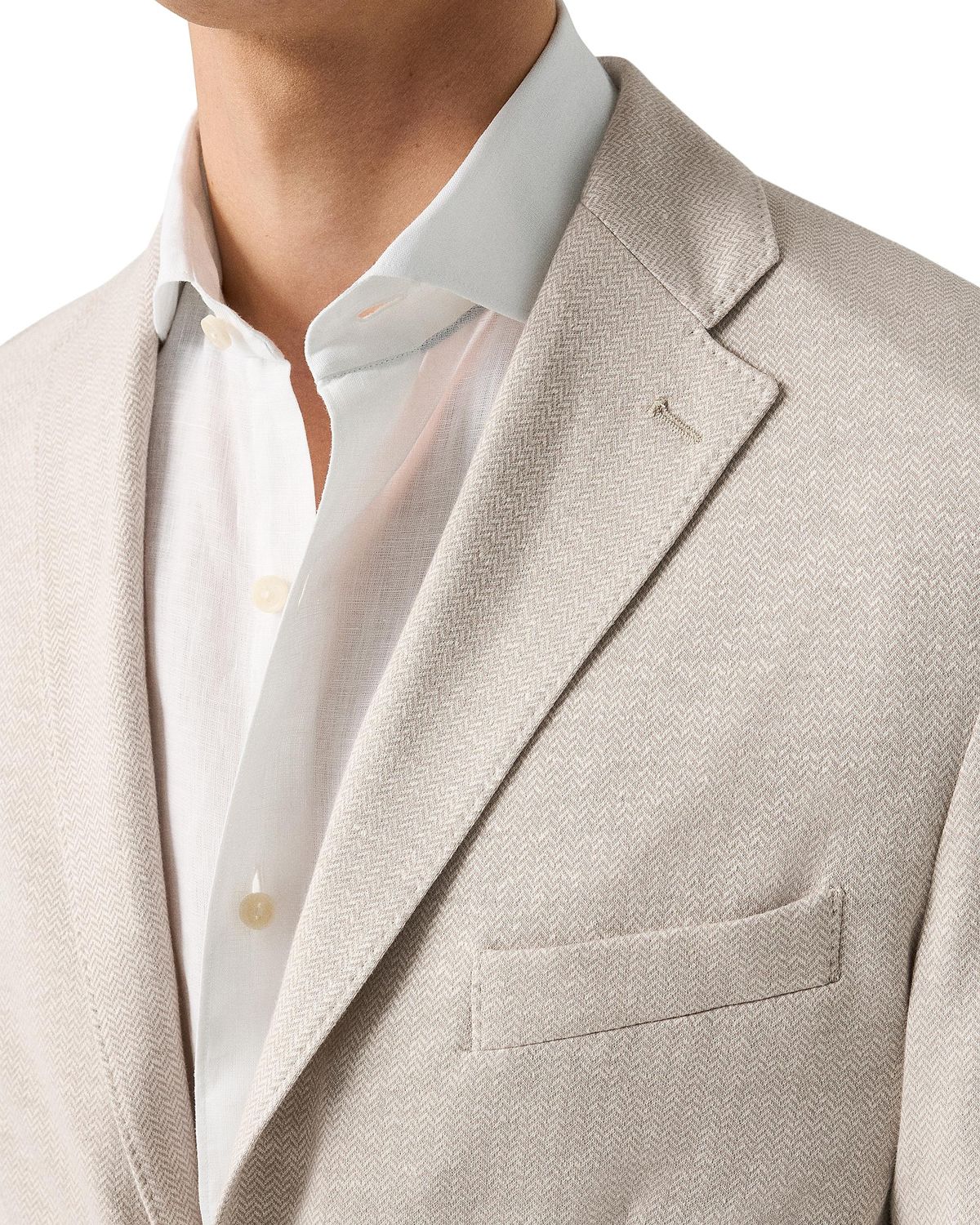 Eton Herringbone Linen Jersey Soft Jacket | Thumbnail 3 Eton Herringbone Linen Jersey Soft Jacket | Thumbnail 3