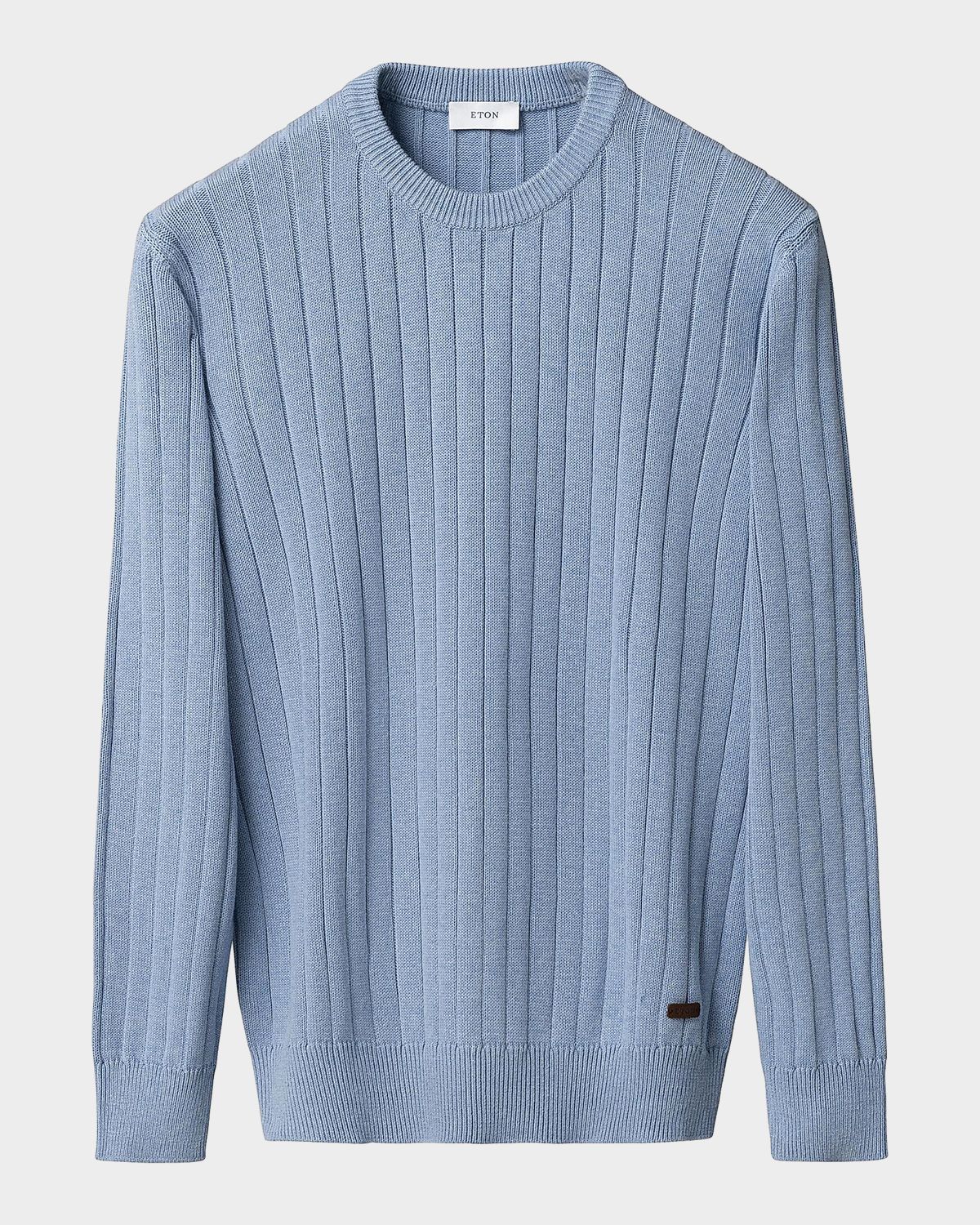 Eton Men 's Structured Cotton Rib-Knit Crewneck Sweater
