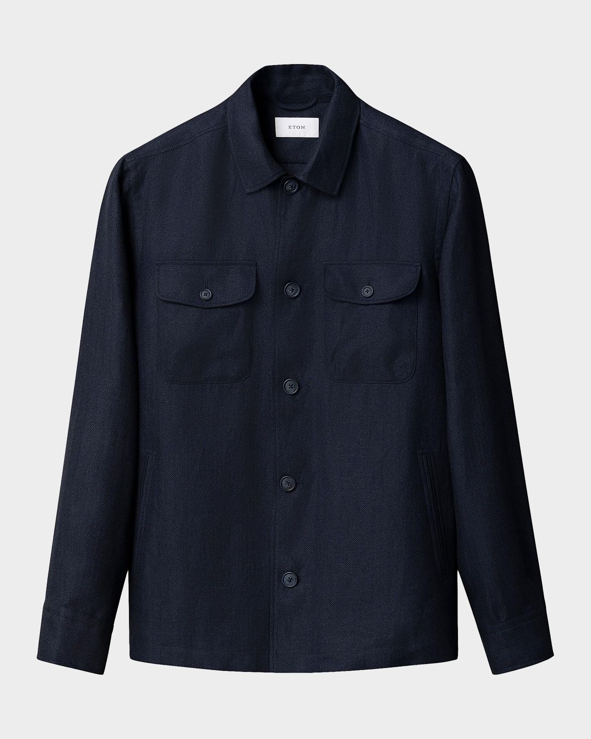 Eton Men 's Herringbone Linen and Lyocell Overshirt