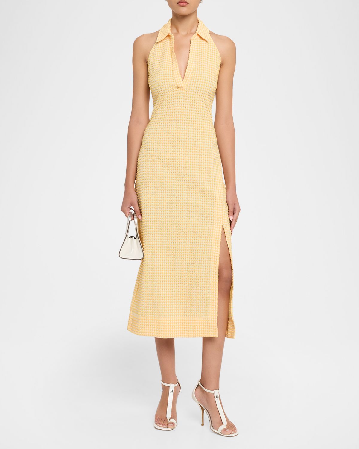 SIMKHAI Clairmont Seersucker Gingham Halter Dress | Thumbnail 5