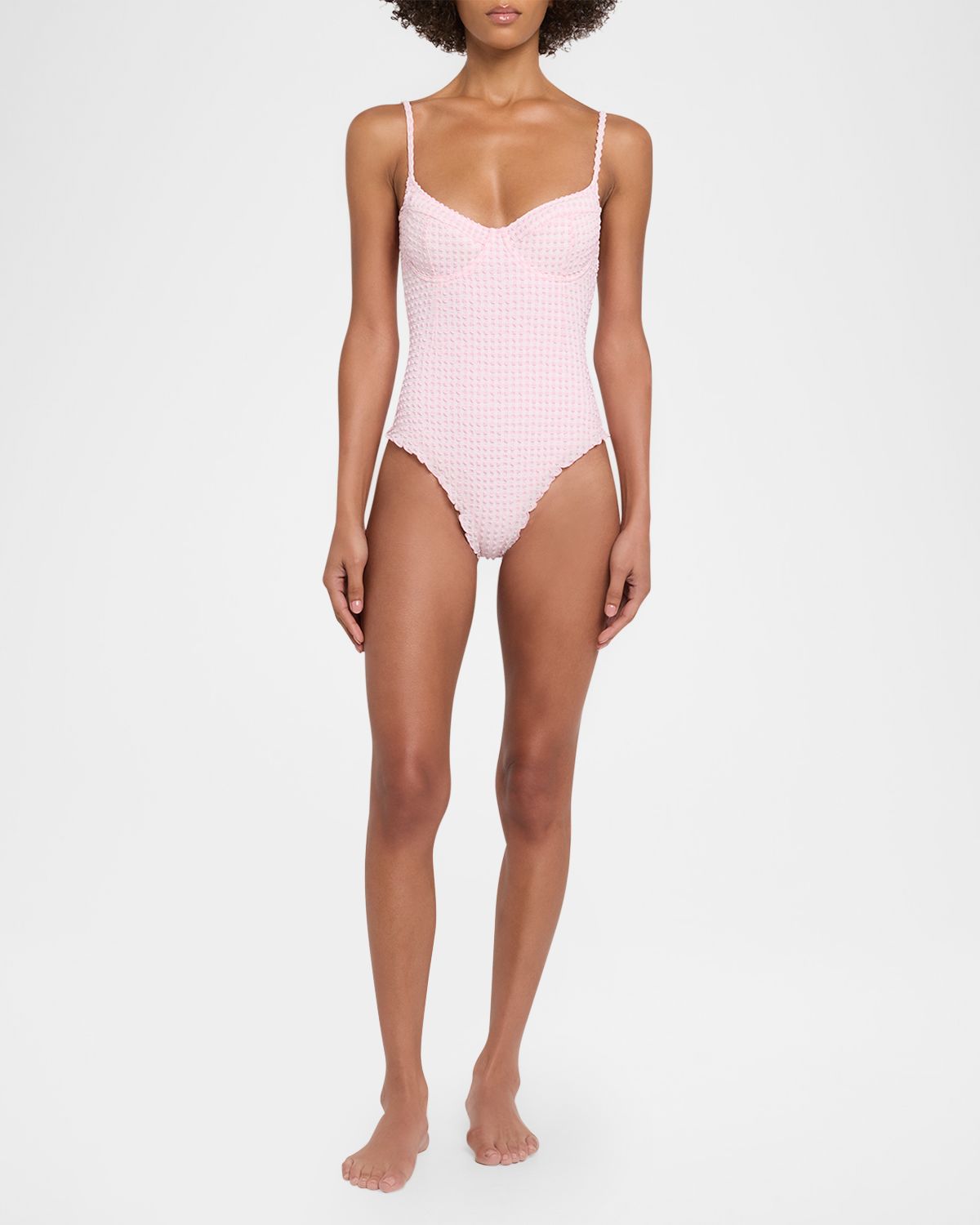 SIMKHAI Suni Textured Gingham One-Piece Swimsuit | Thumbnail 4 SIMKHAI Suni Textured Gingham One-Piece Swimsuit | Thumbnail 4
