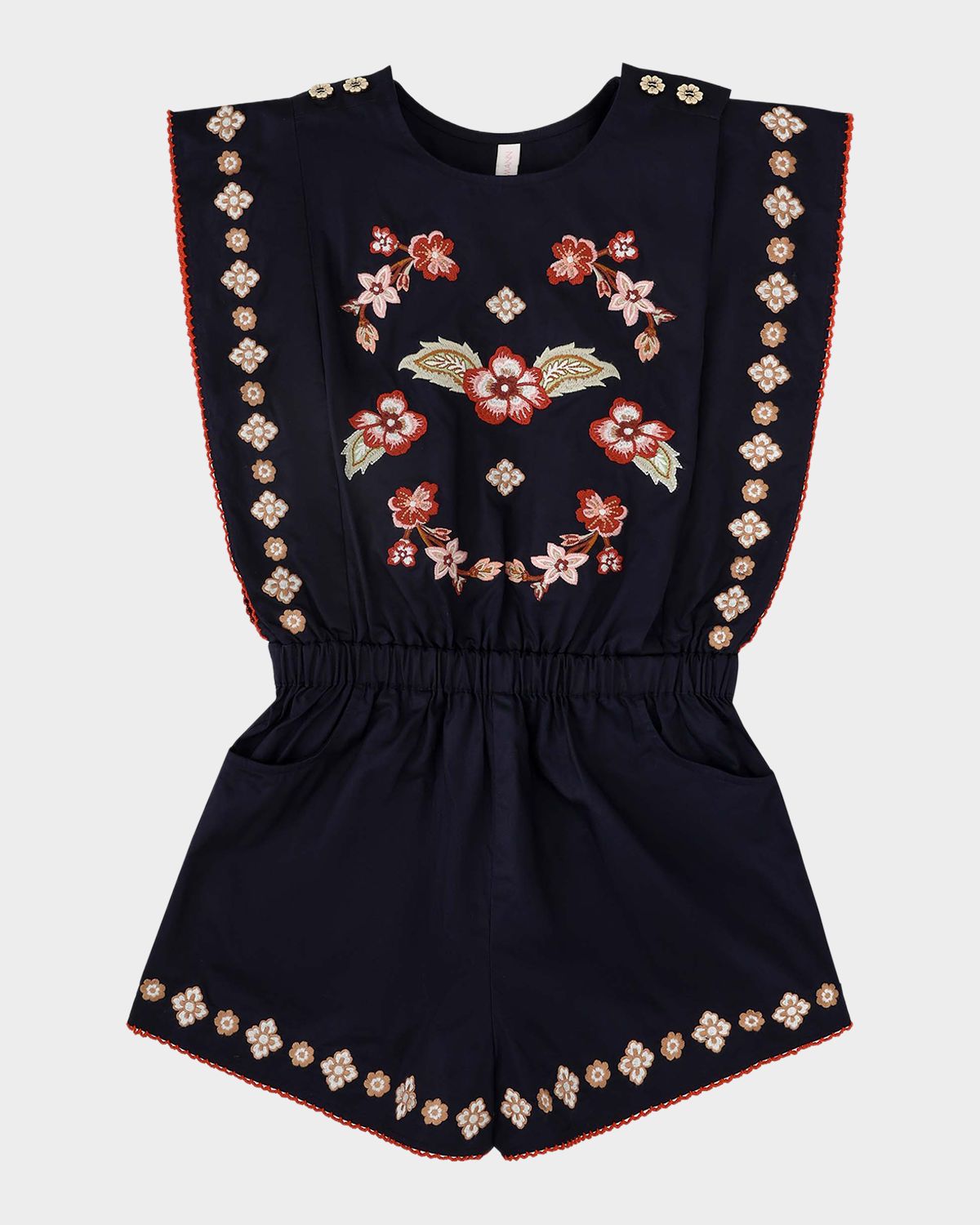 Zimmermann Girl 's Aster Embroidered Short Playsuit, Size 1-12