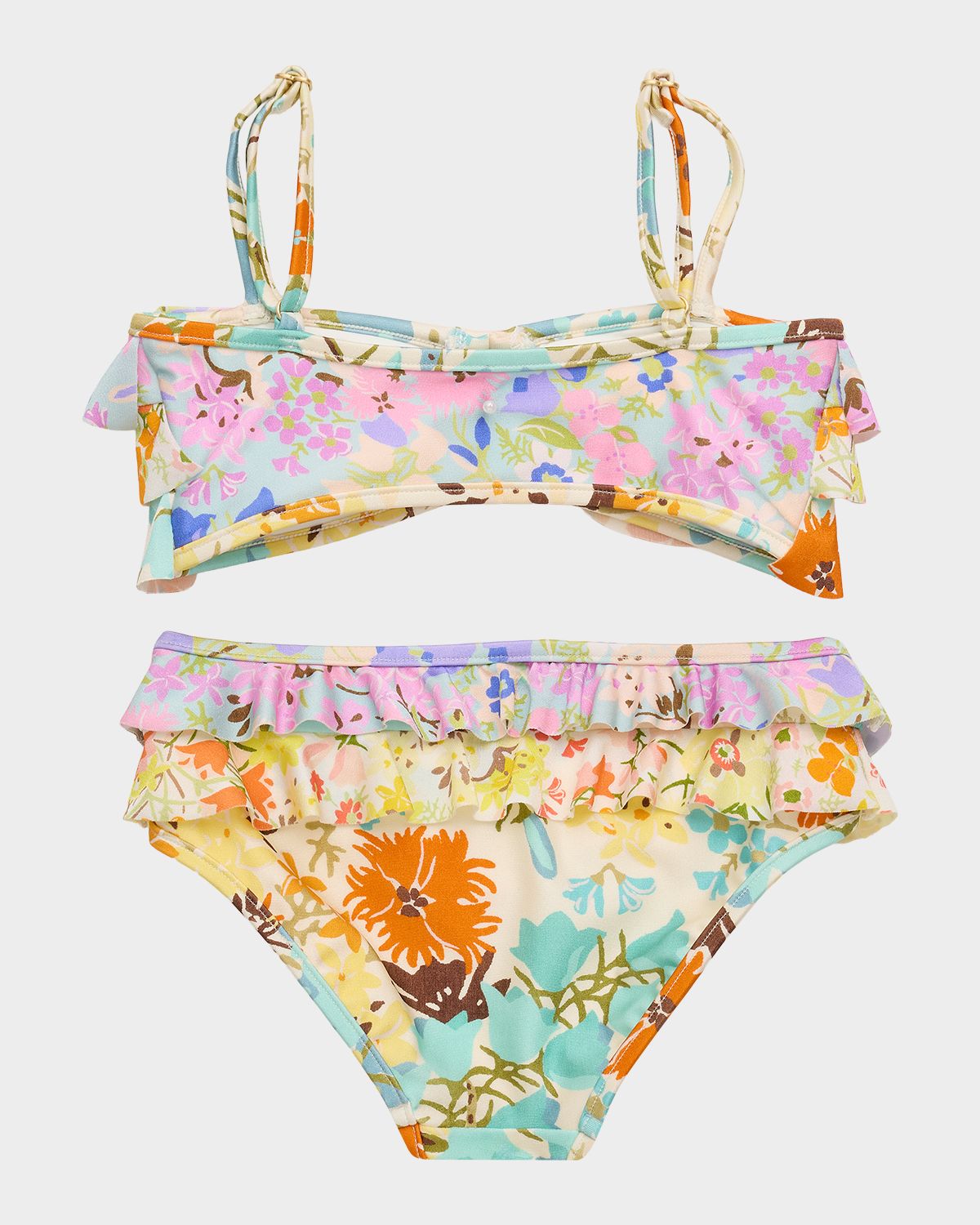 Zimmermann Girl 's Solstice Floral Ruffle Two-Piece Swimsuit, Size 1-12