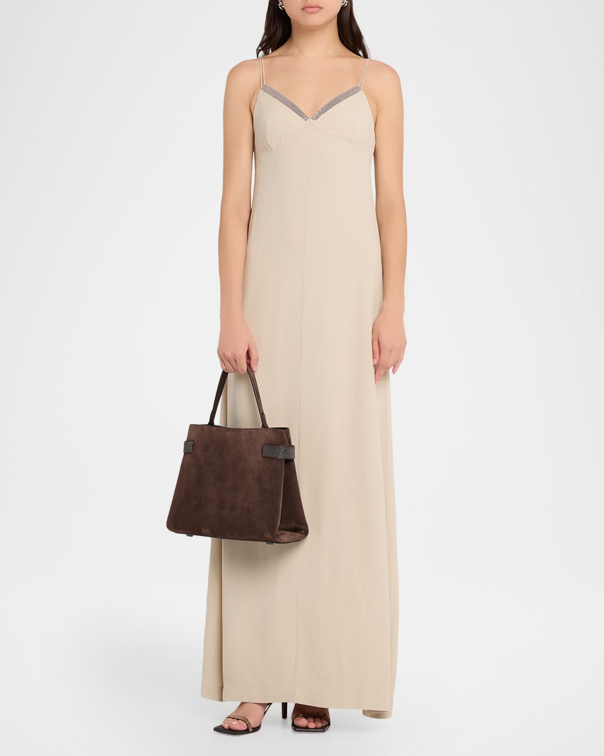 Brunello Cucinelli Monili-Trim Suede Top-Handle Bag | Thumbnail 3 Brunello Cucinelli Monili-Trim Suede Top-Handle Bag | Thumbnail 3