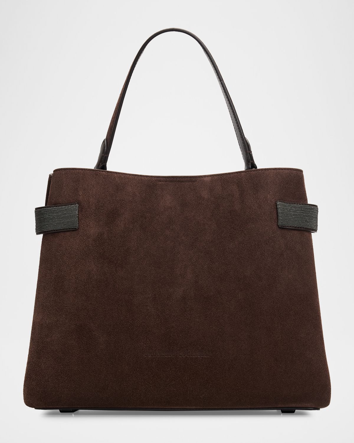 Brunello Cucinelli Monili-Trim Suede Top-Handle Bag
