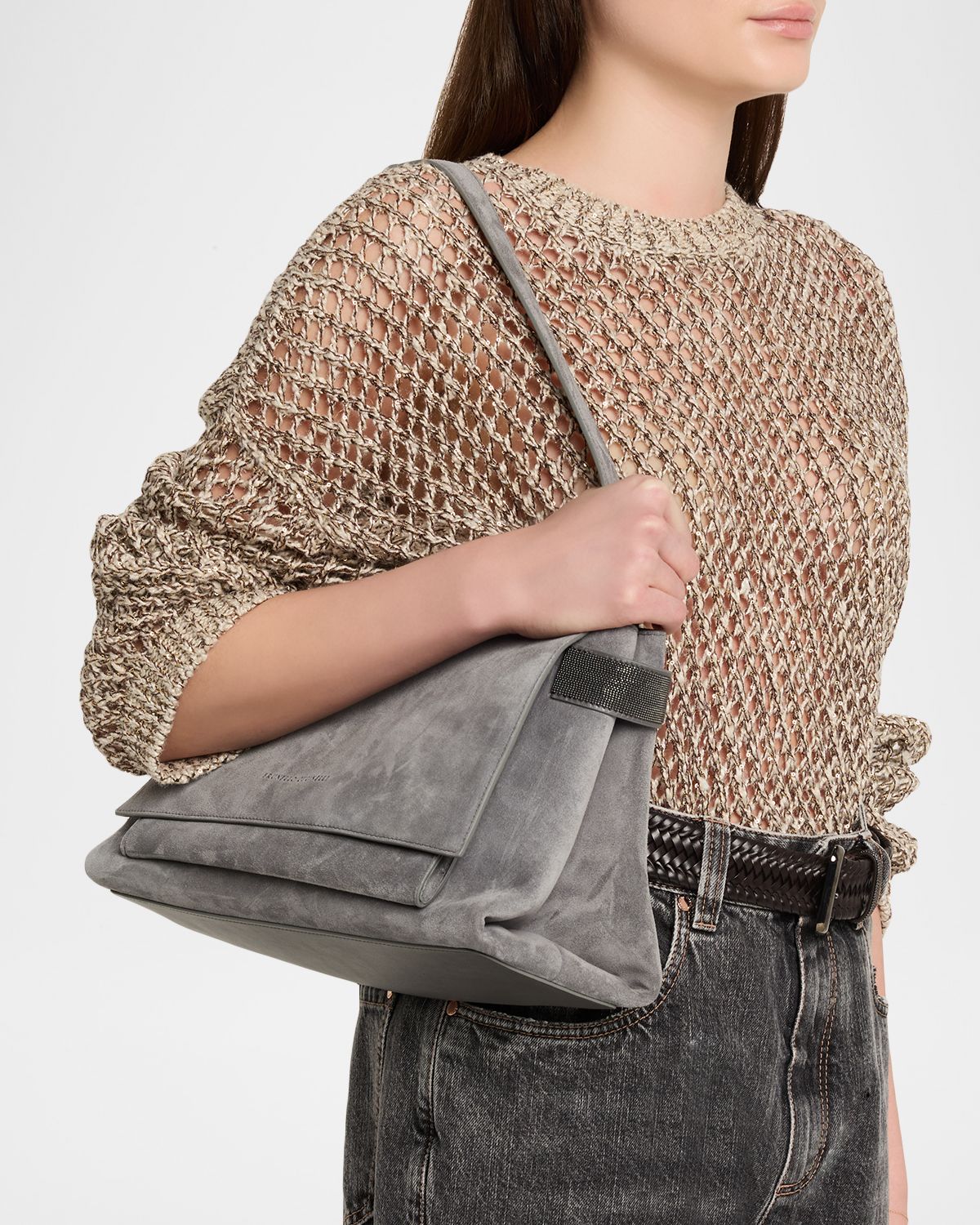 Brunello Cucinelli Monili-Trim Suede Top-Handle Bag | Thumbnail 5 Brunello Cucinelli Monili-Trim Suede Top-Handle Bag | Thumbnail 5