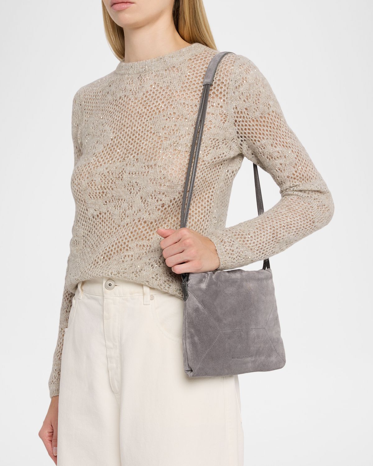 Brunello Cucinelli Suede Drawstring Shoulder Bag | Thumbnail 6 Brunello Cucinelli Suede Drawstring Shoulder Bag | Thumbnail 6