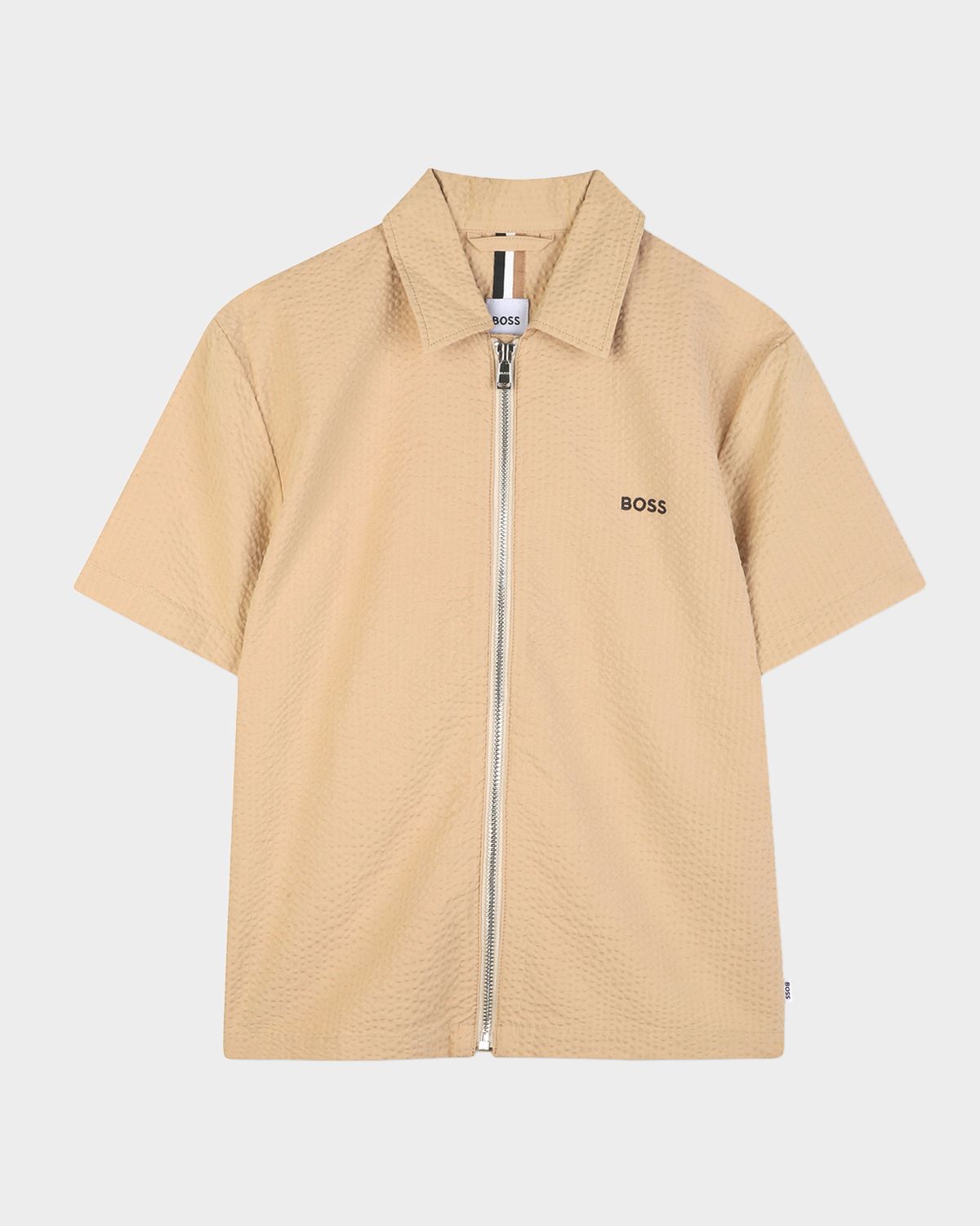 BOSS Boy 's Short-Sleeve Zip-Front Shirt, Size 8-