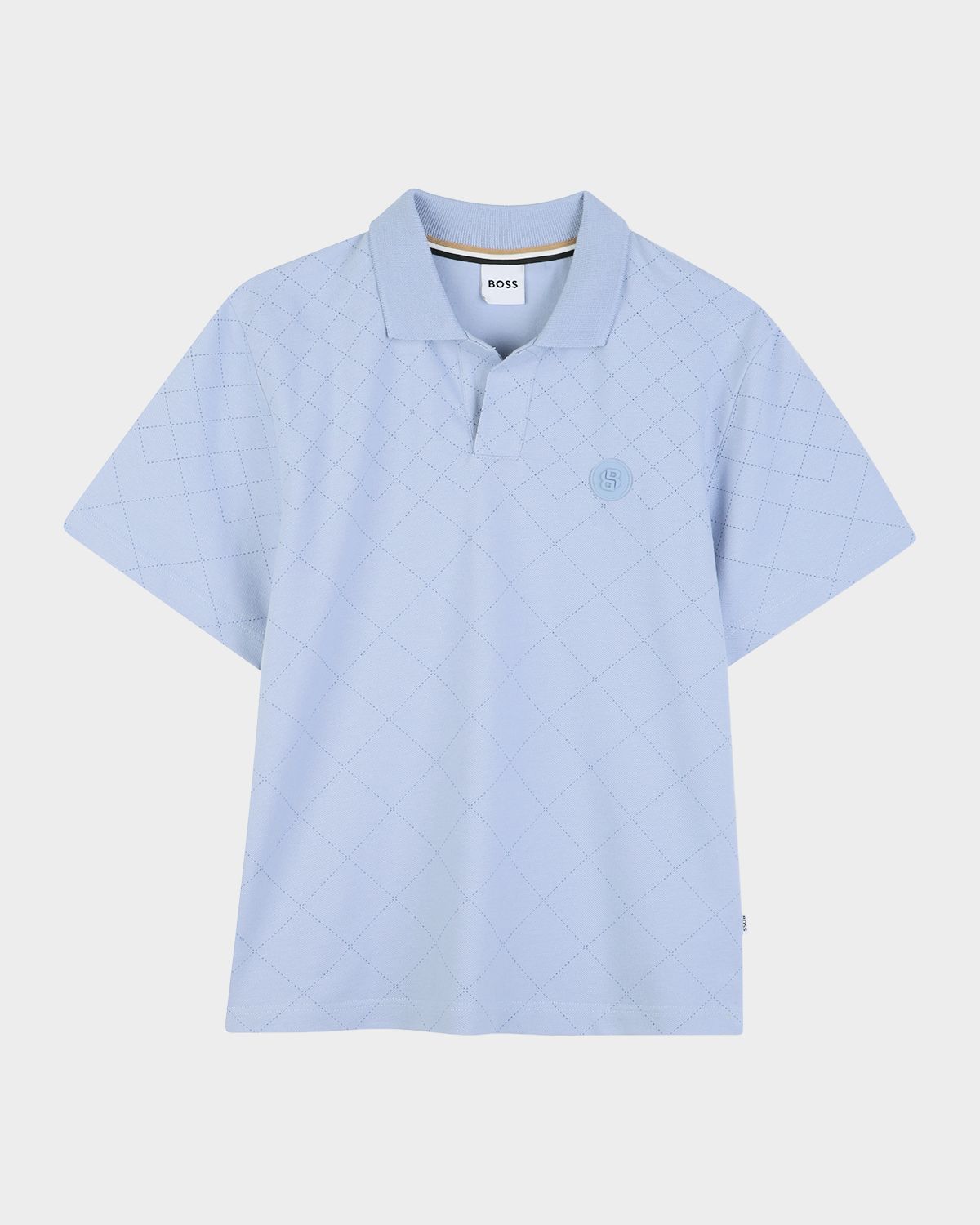 BOSS Boy 's Quilted-Effect Stretch Cotton Polo Shirt, Size 8-