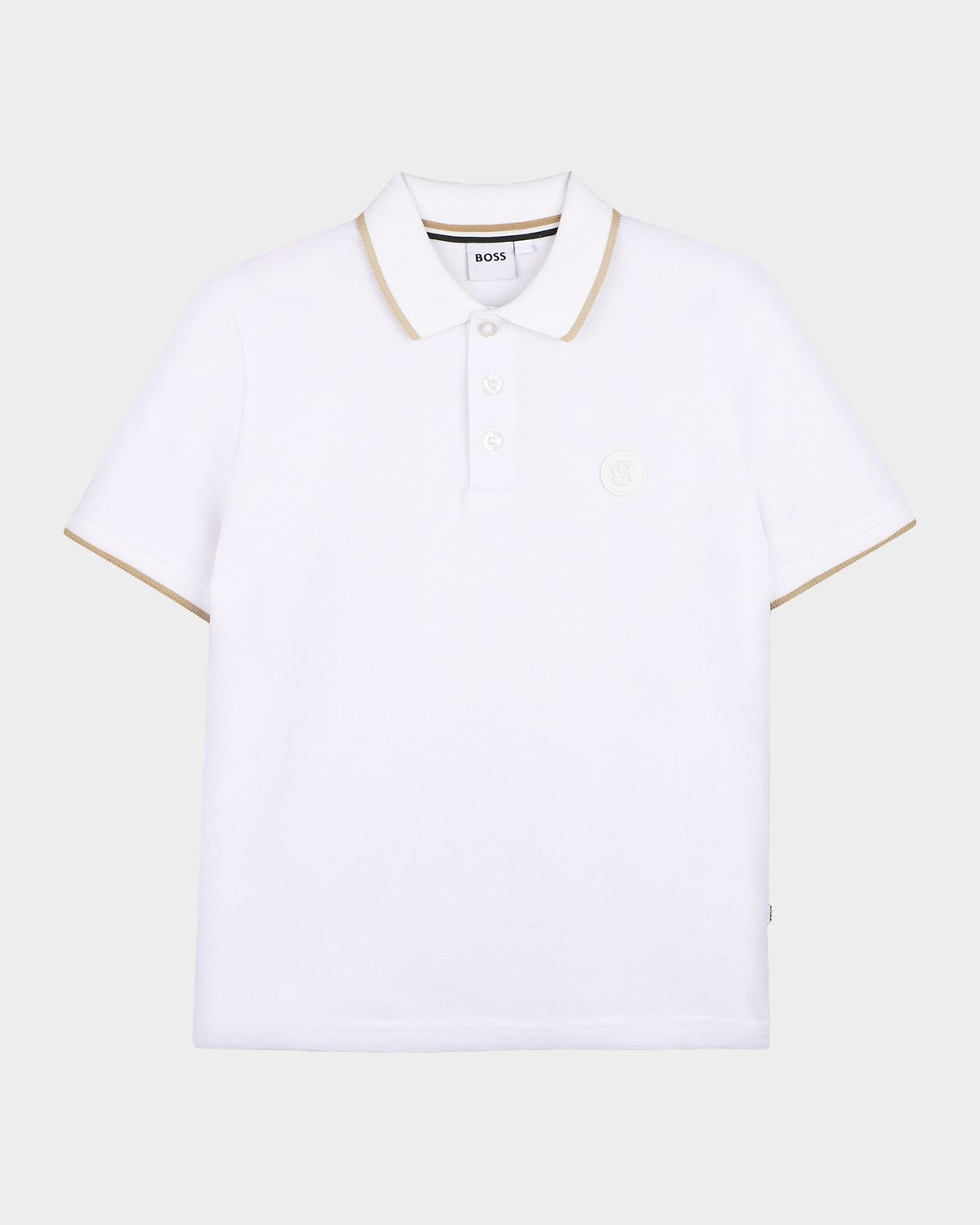 BOSS Boy 's Contrast-Trim Short-Sleeve Polo Shirt, Size 8-