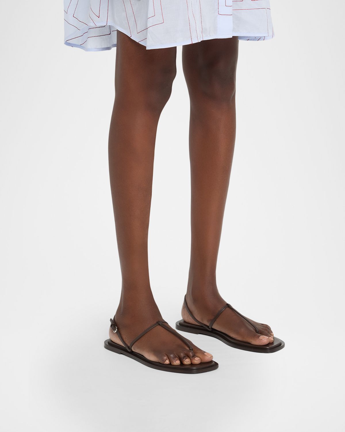 Toteme T-Strap Nappa Leather Flat Thong Sandals | Thumbnail 5