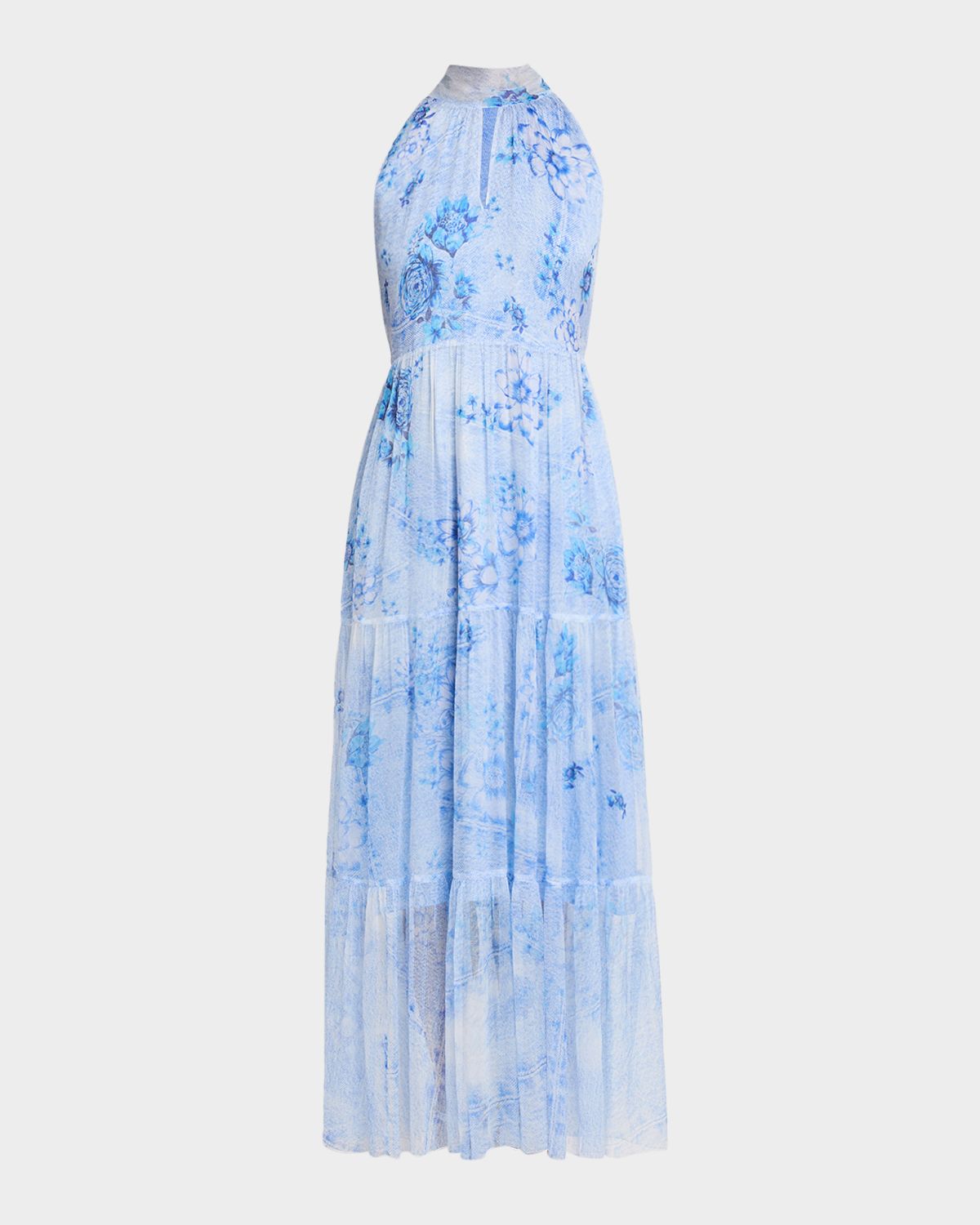 Johnny Was Riona Tiered Floral-Print Silk Maxi Dress