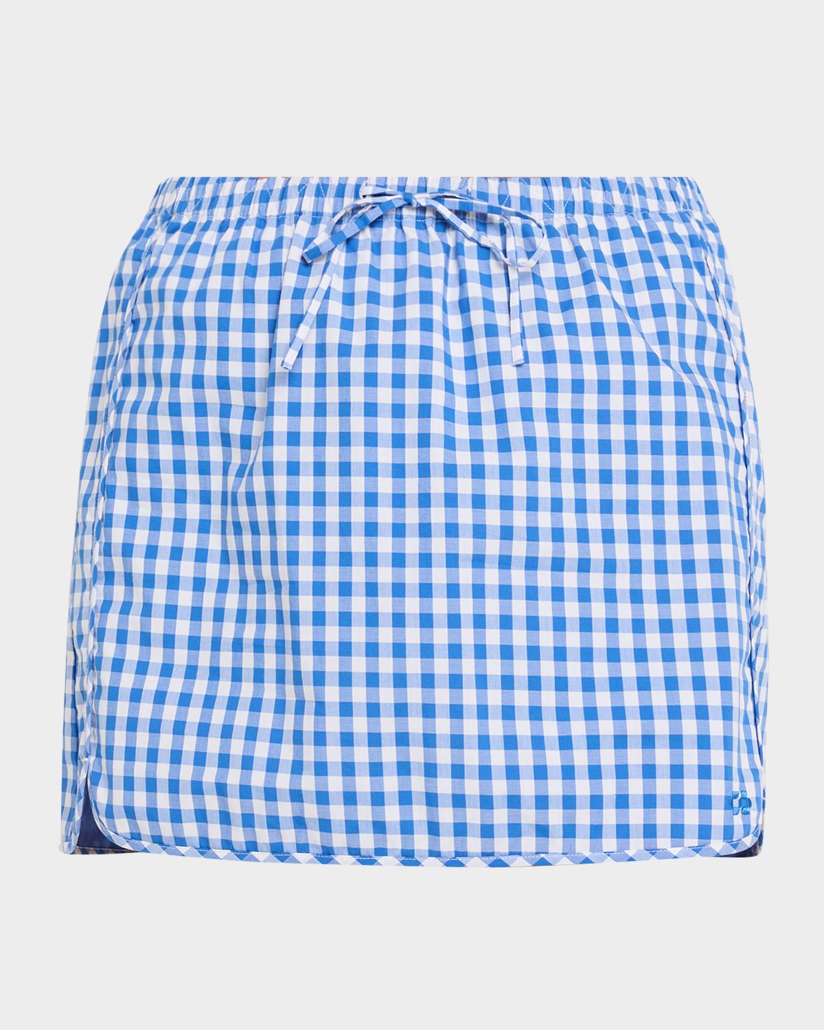 SIMKHAI Catherine Gingham Drawstring Mini Skirt