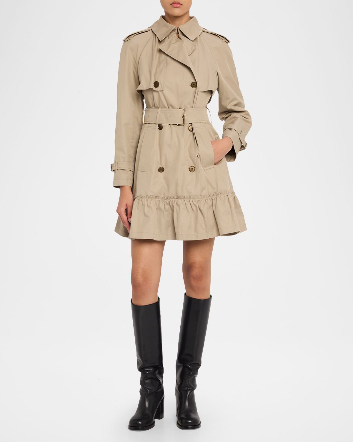 Burberry Ruffle Belted Short Trench Coat | Thumbnail 5 Burberry Ruffle Belted Short Trench Coat | Thumbnail 5