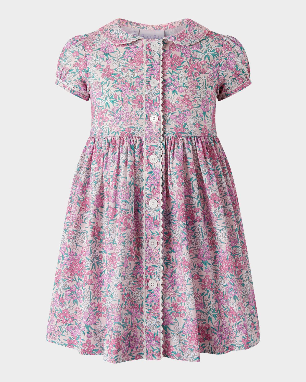Rachel Riley Girl 's Floral Button-Front Dress, Size 2-8