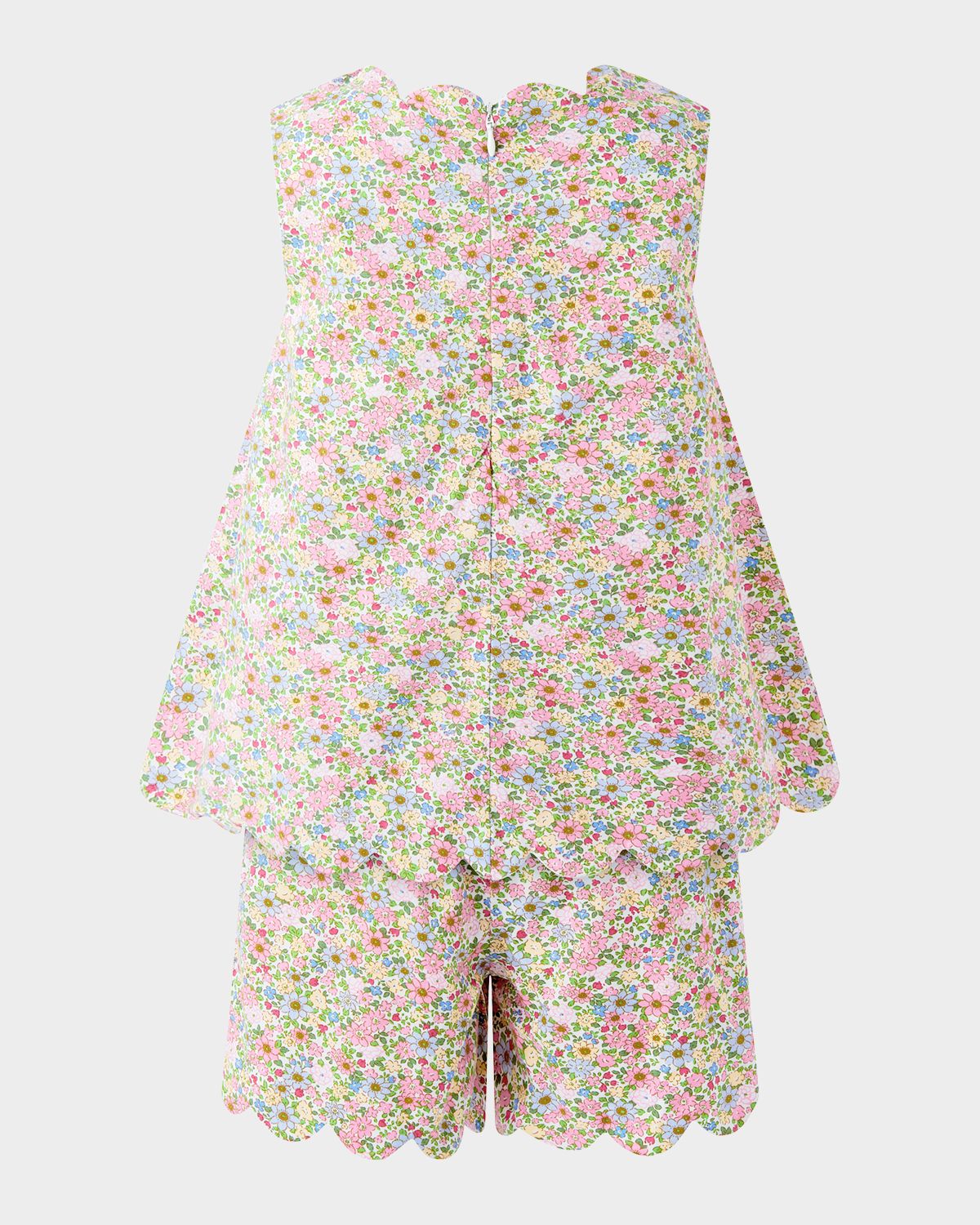 Rachel Riley Girl 's Floral Scalloped Top & Shorts Set, Size 2-