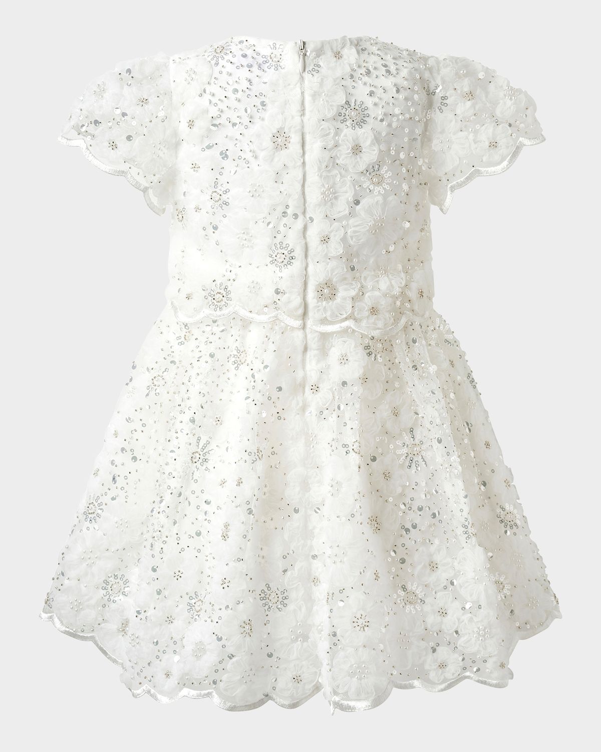 Rachel Riley Girl 's 3D Scalloped Sequin Dress, Size -8