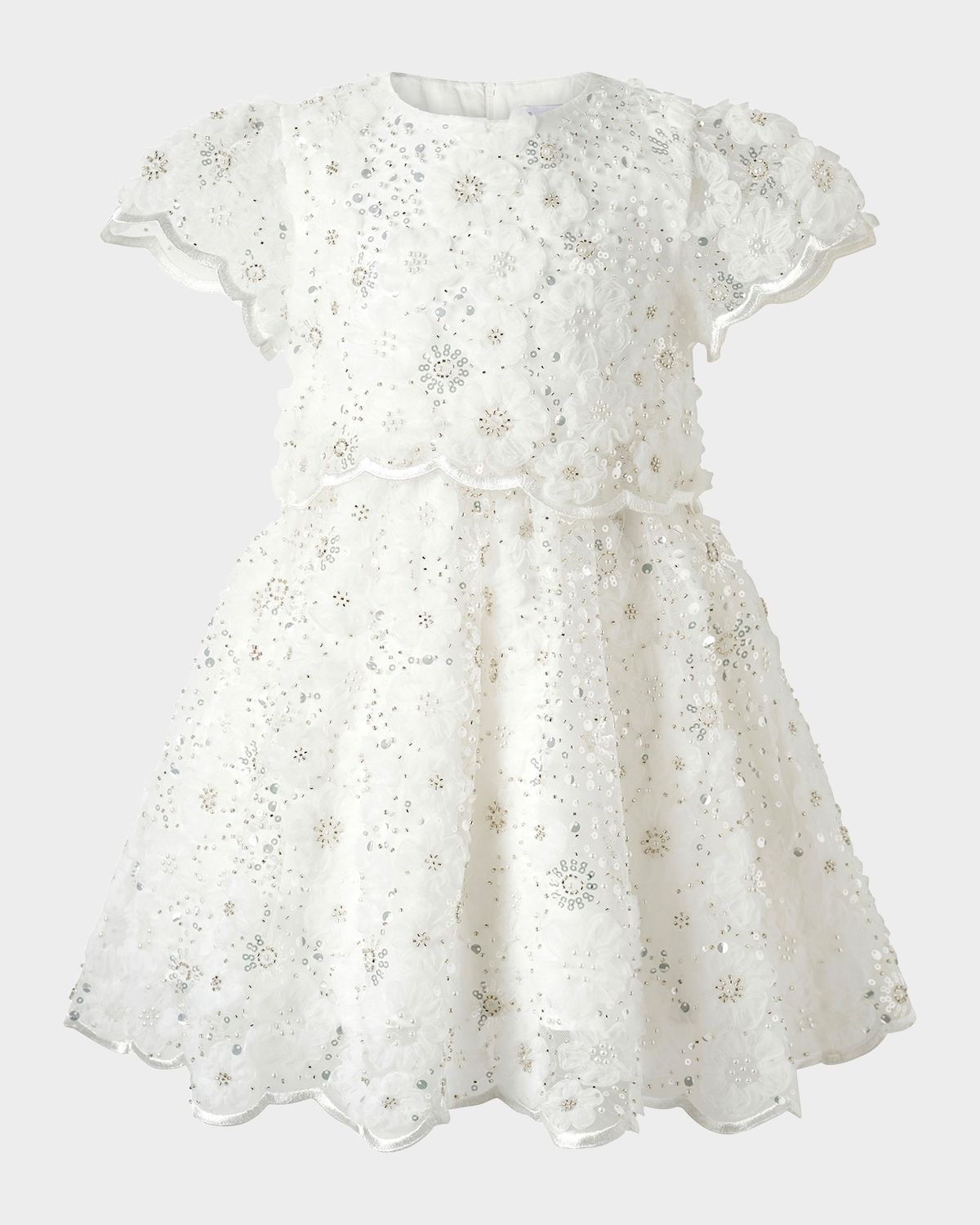 Rachel Riley Girl 's 3D Scalloped Sequin Dress, Size -8
