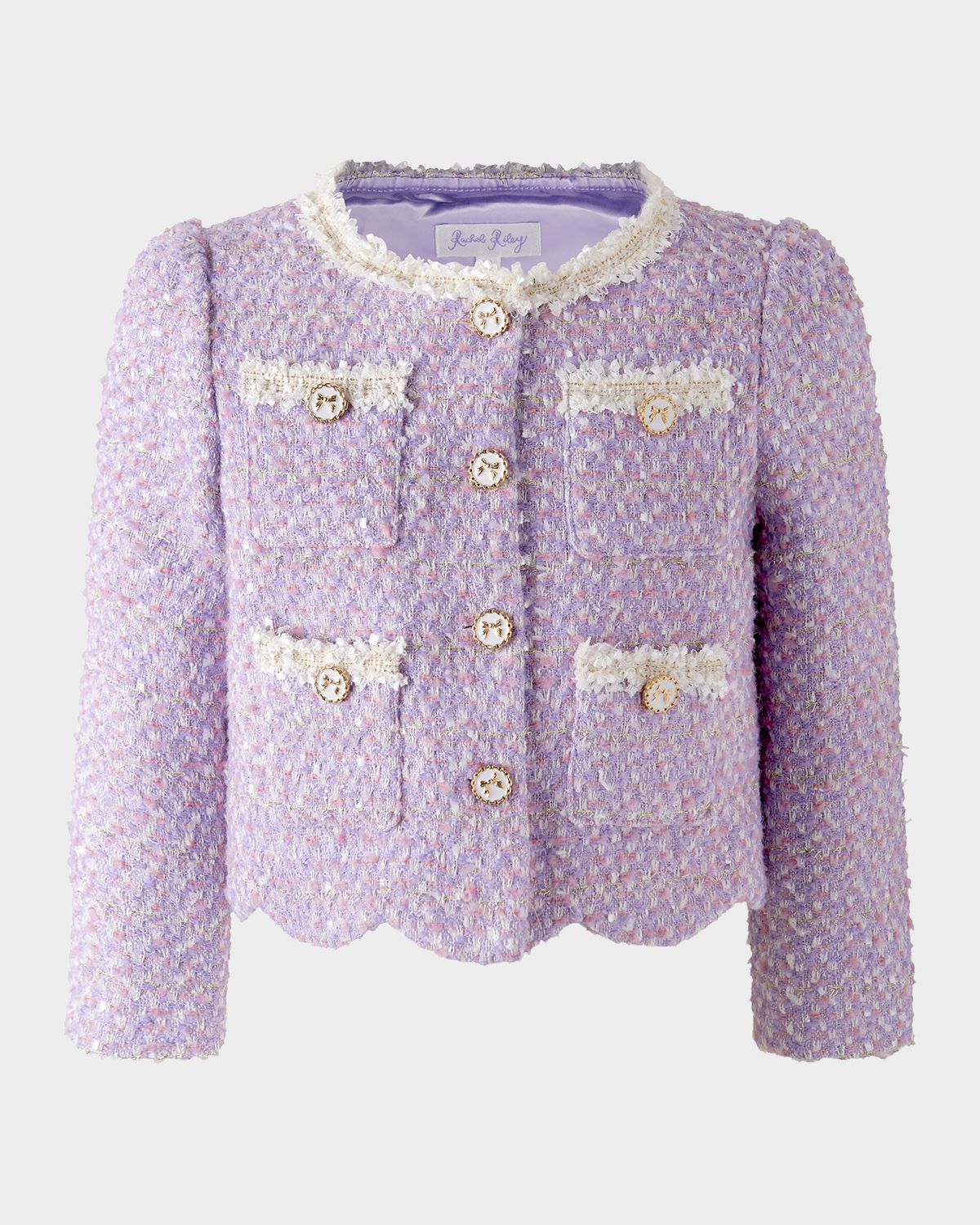 Rachel Riley Girl 's Tweed Scalloped Jacket & Skirt Set, Size 4-10