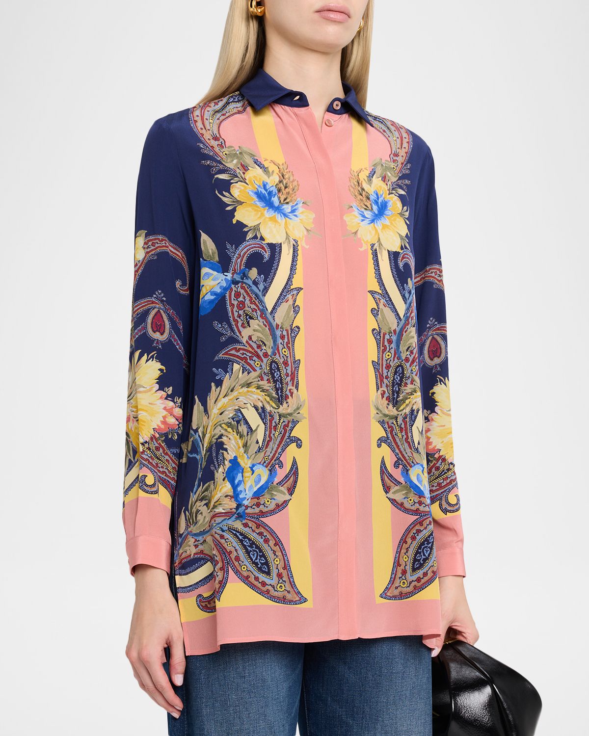 Etro Paisley-Print Silk Button-Down Tunic Shirt | Thumbnail 4 Etro Paisley-Print Silk Button-Down Tunic Shirt | Thumbnail 4