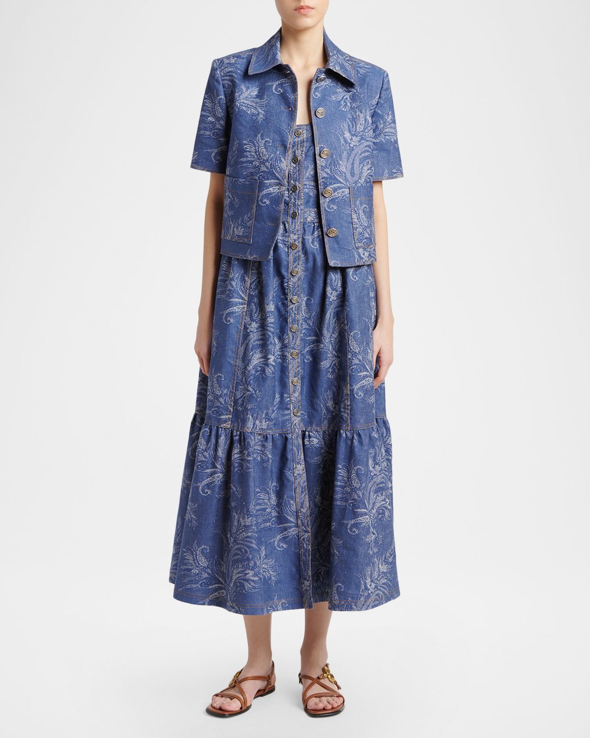 Etro Paisley Denim Jacquard Short-Sleeve Shirt | Thumbnail 5 Etro Paisley Denim Jacquard Short-Sleeve Shirt | Thumbnail 5