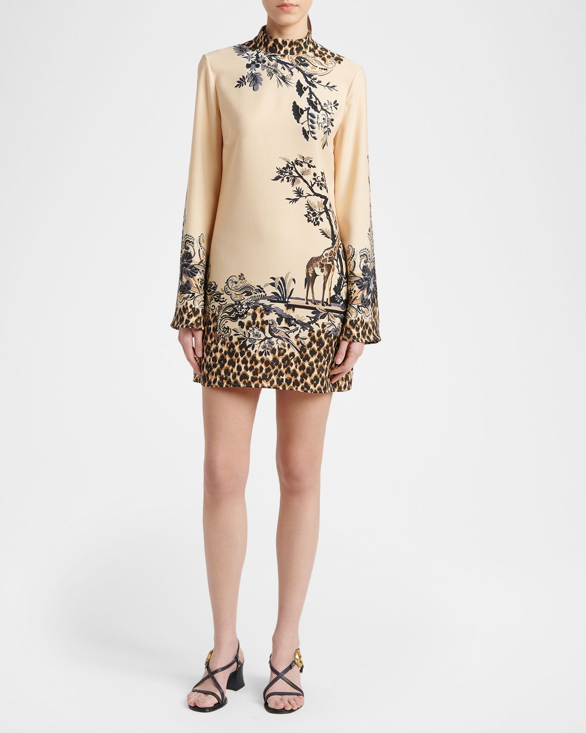 Etro Paisley Animal-Print Flare-Sleeve Mini Dress | Thumbnail 5