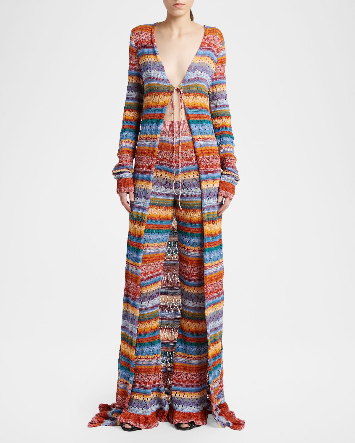 Etro Striped Open Knit Flare Trousers | Thumbnail 5 Etro Striped Open Knit Flare Trousers | Thumbnail 5
