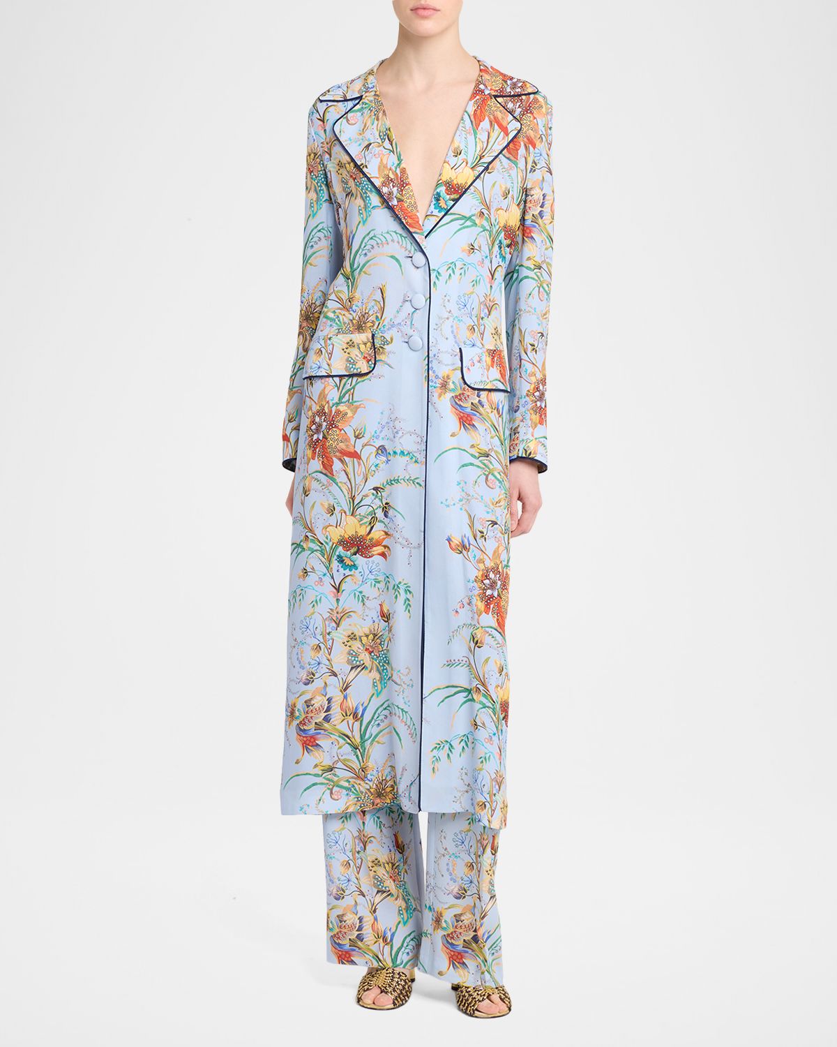 Etro Floral Jersey Single-Breasted Long Coat | Thumbnail 5 Etro Floral Jersey Single-Breasted Long Coat | Thumbnail 5
