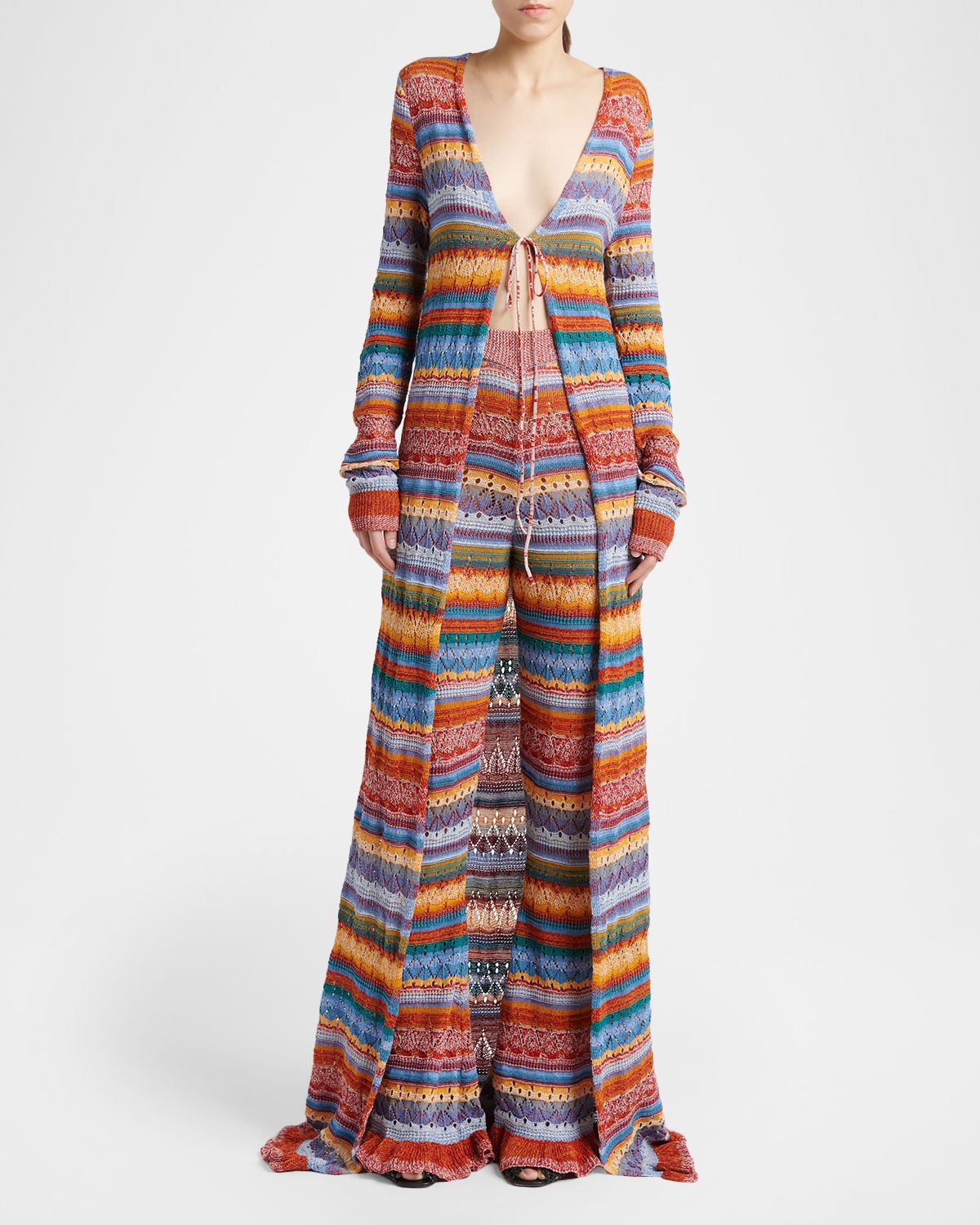 Etro Striped Open-Knit Long Cardigan | Thumbnail 5 Etro Striped Open-Knit Long Cardigan | Thumbnail 5
