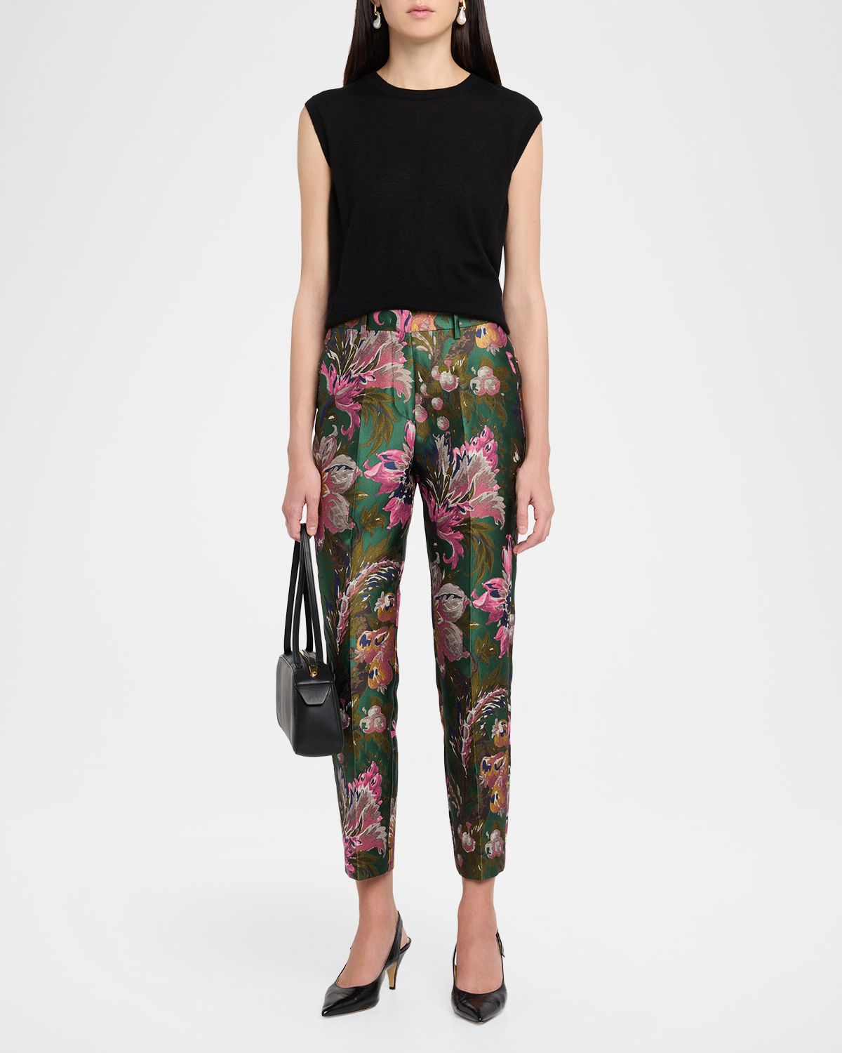 Etro Floral Jacquard Slim-Leg Ankle Trousers | Thumbnail 5