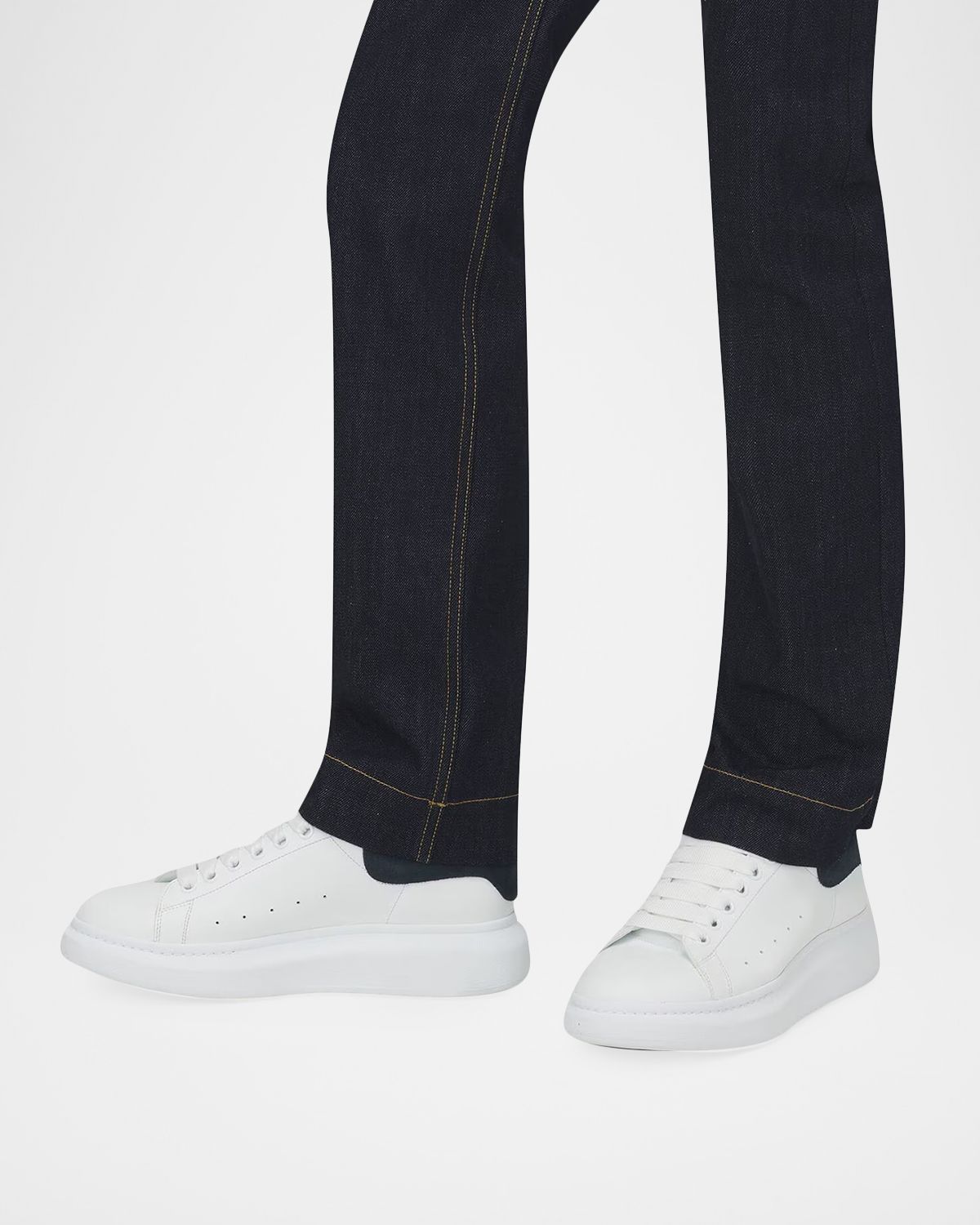 McQueen Men 's Oversized Suede-Backstay Leather Sneakers