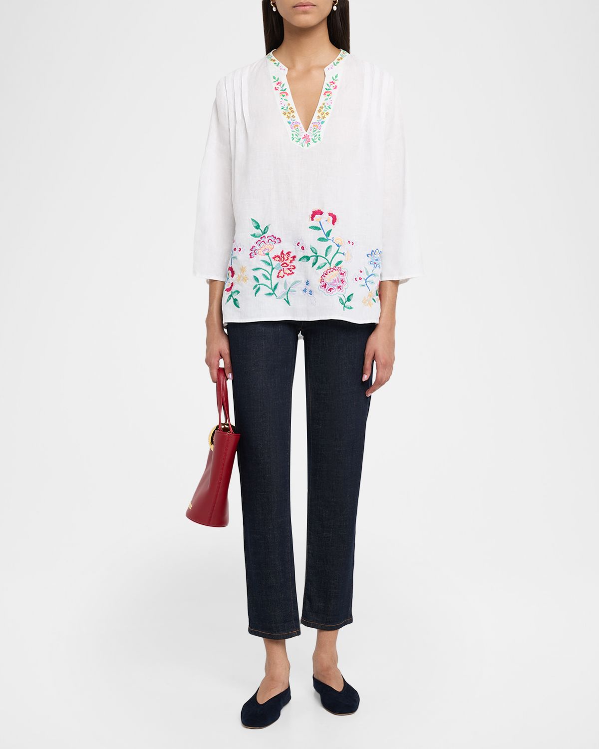 Johnny Was Floral-Embroidered Linen Blouse | Thumbnail 5
