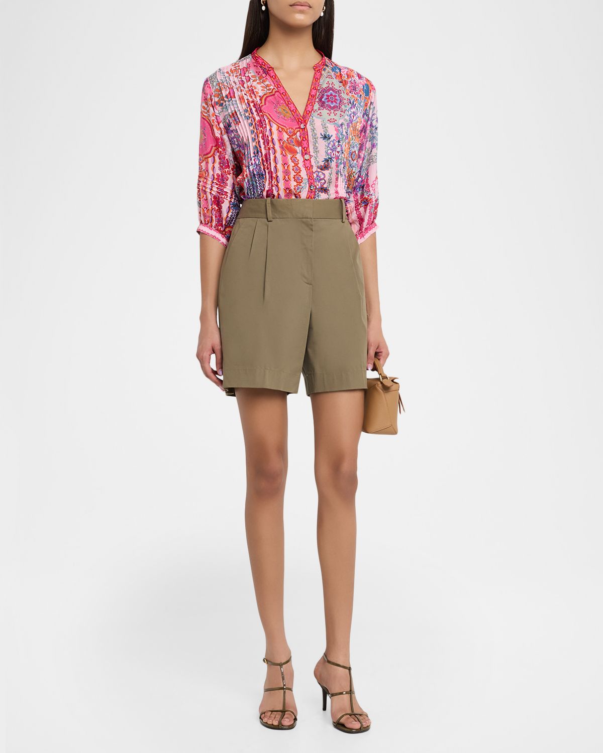 Johnny Was Vacanza Pintuck Floral-Print Silk Blouse | Thumbnail 5