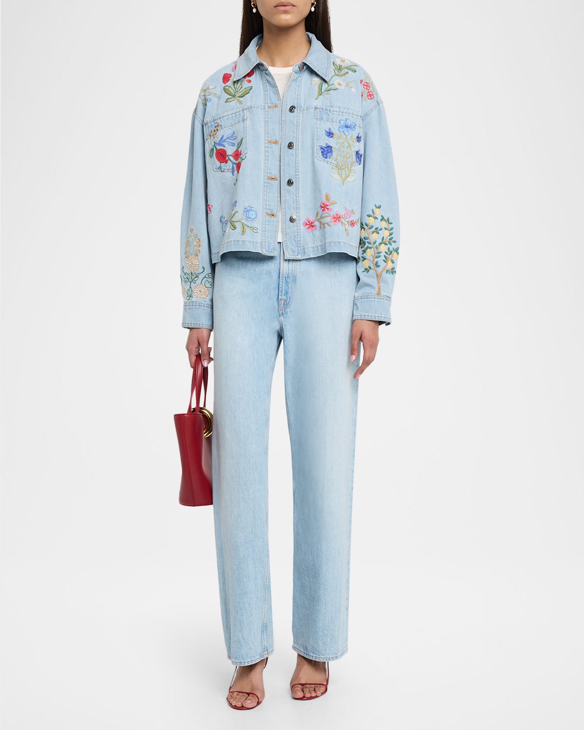 Johnny Was Beatrix Floral-Embroidered Cotton Denim Jacket | Thumbnail 5