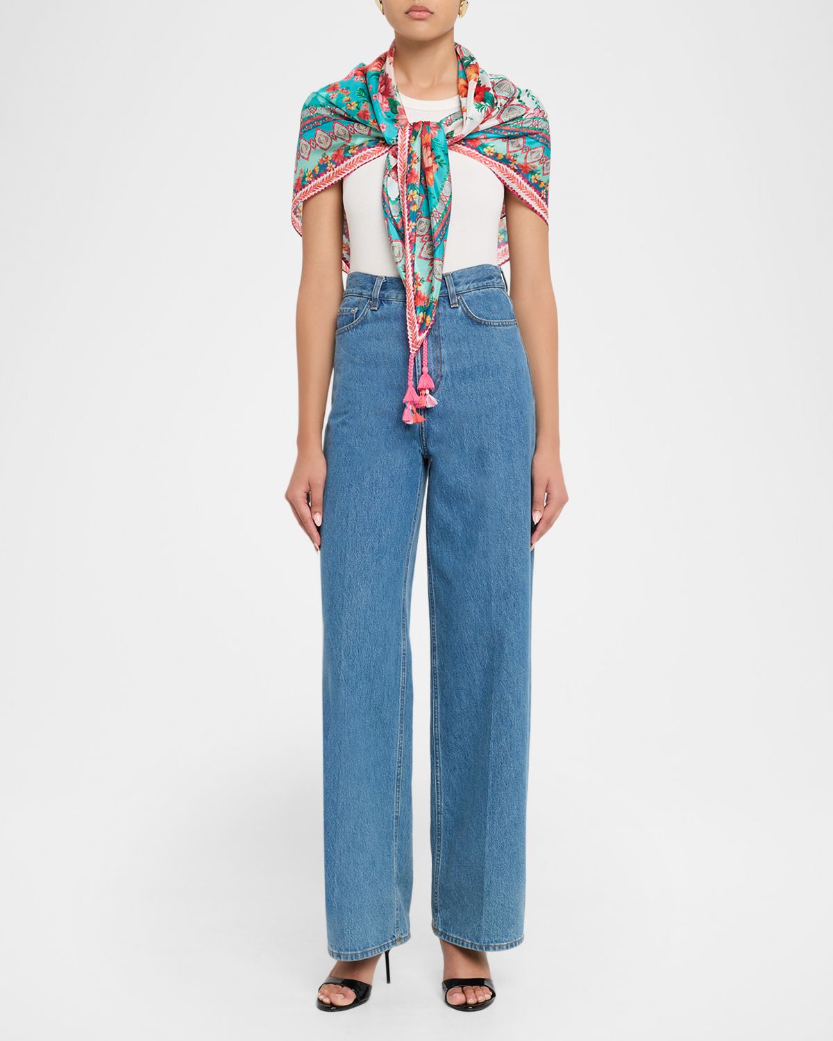 Johnny Was Patchwork Floral-Print Square Silk Scarf | Thumbnail 4 Johnny Was Patchwork Floral-Print Square Silk Scarf | Thumbnail 4