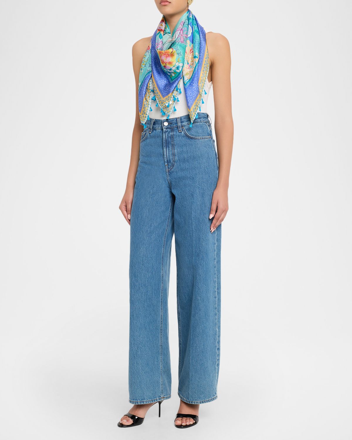 Johnny Was Ombre Floral-Print Silk Square Scarf | Thumbnail 4 Johnny Was Ombre Floral-Print Silk Square Scarf | Thumbnail 4