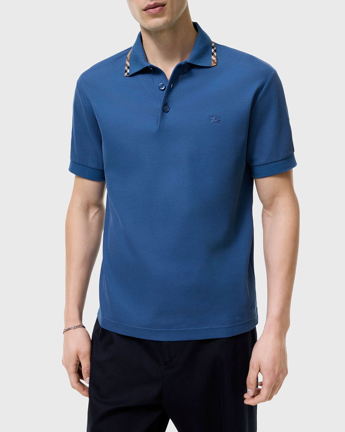 Burberry Men 's Eddie Check-Trim Cotton Polo Shirt | Thumbnail 3 Burberry Men 's Eddie Check-Trim Cotton Polo Shirt | Thumbnail 3