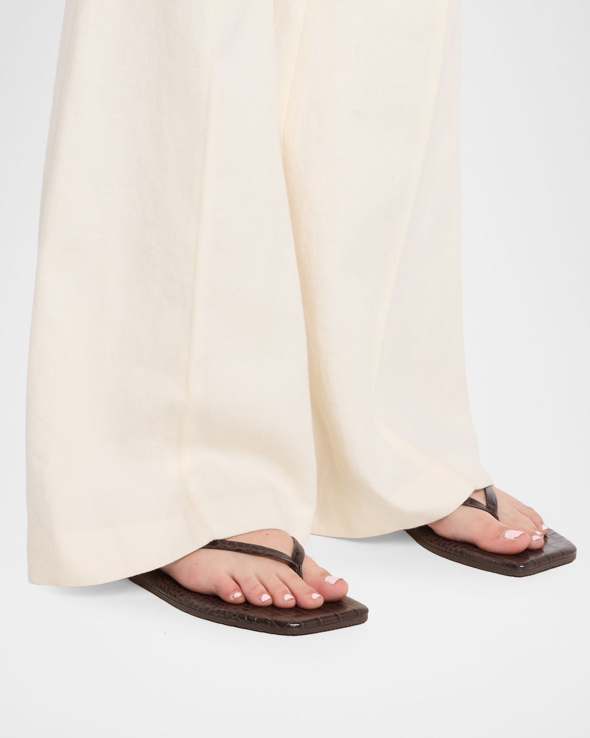 Tkees Lily Leather Square-Toe Thong Sandals