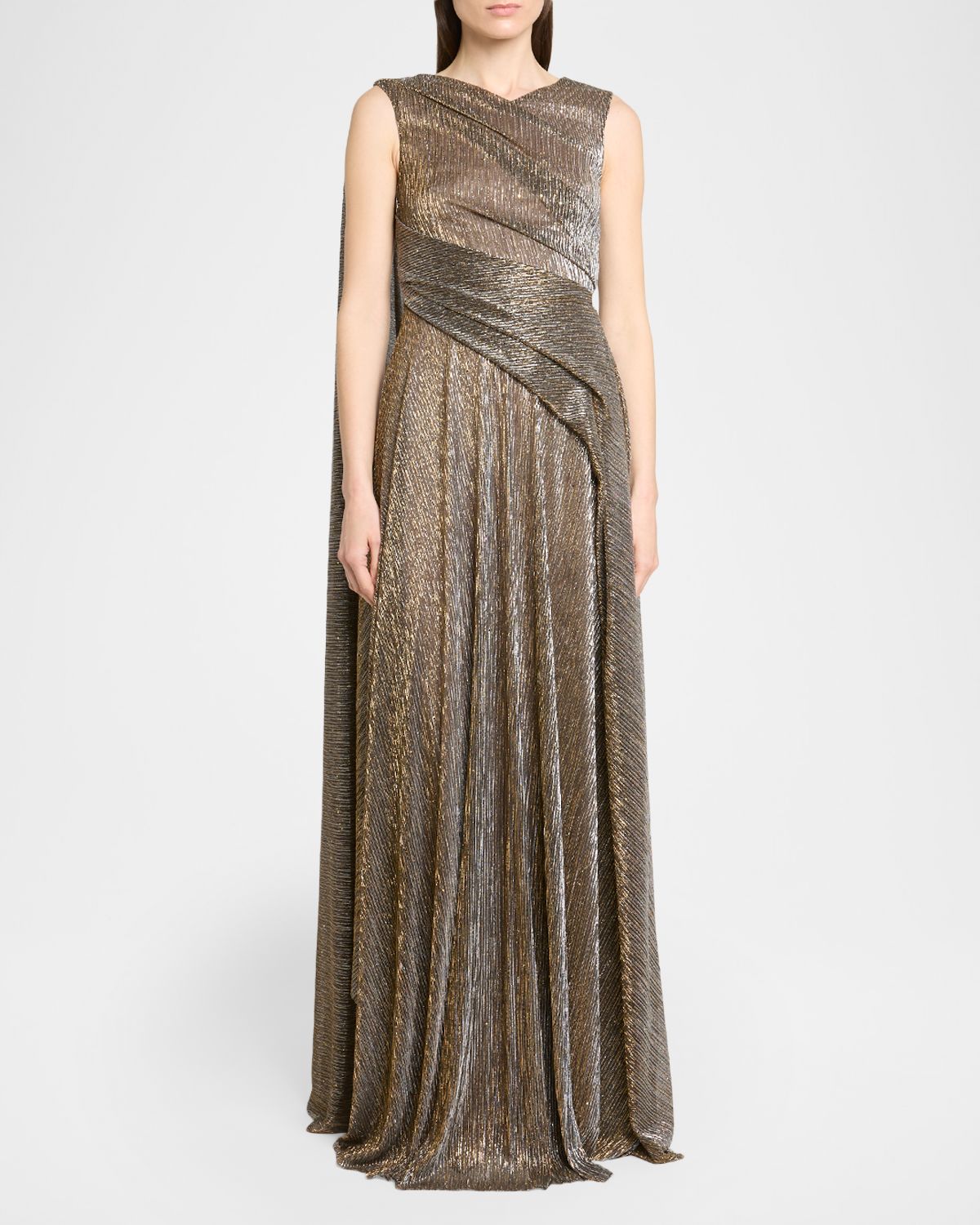 Talbot Runhof Shimmering Draped Sleeveless Evening Dress | Thumbnail 5 Talbot Runhof Shimmering Draped Sleeveless Evening Dress | Thumbnail 5