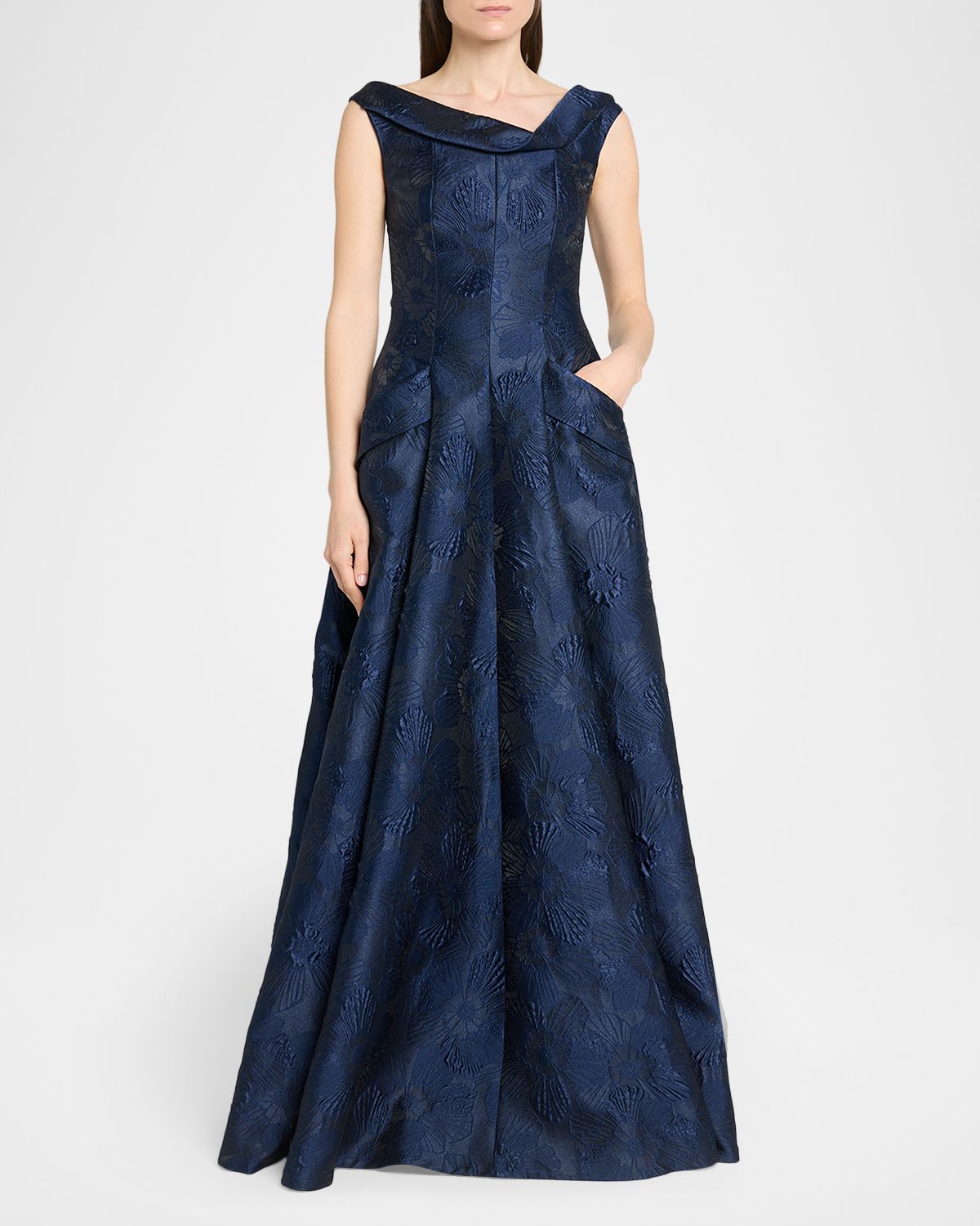 Talbot Runhof Twisted Collar Anemone Jacquard Sleeveless Gown | Thumbnail 2 Talbot Runhof Twisted Collar Anemone Jacquard Sleeveless Gown | Thumbnail 2