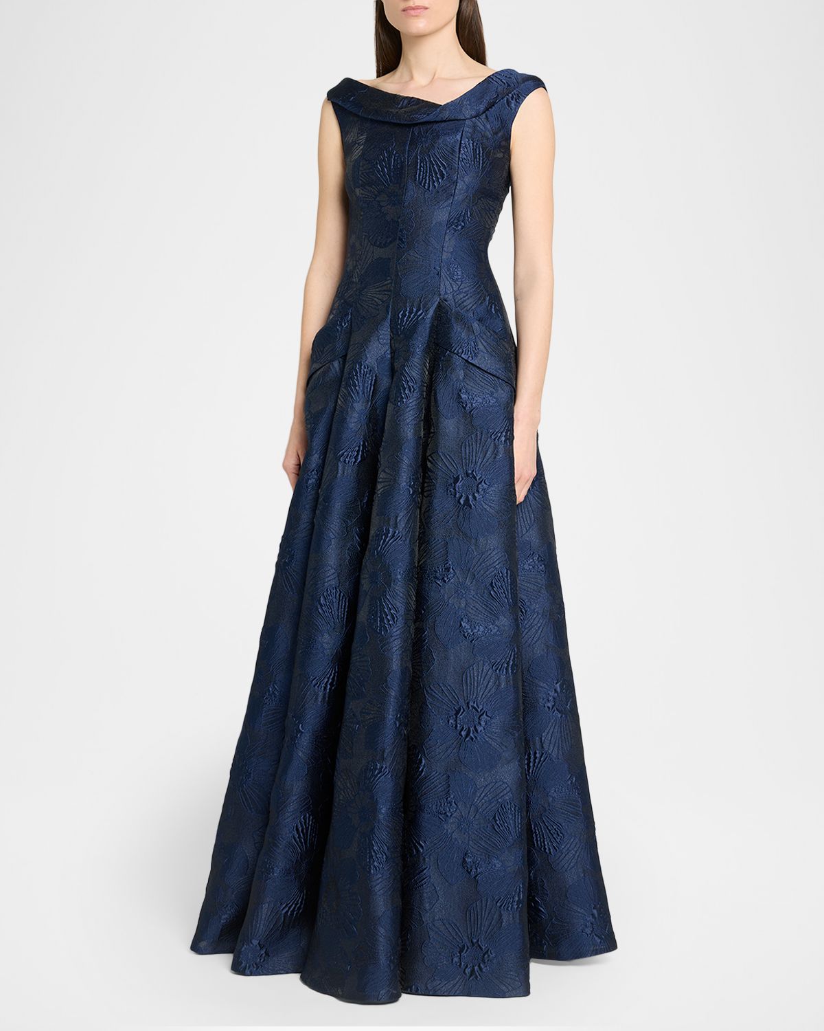 Talbot Runhof Twisted Collar Anemone Jacquard Sleeveless Gown | Thumbnail 4 Talbot Runhof Twisted Collar Anemone Jacquard Sleeveless Gown | Thumbnail 4