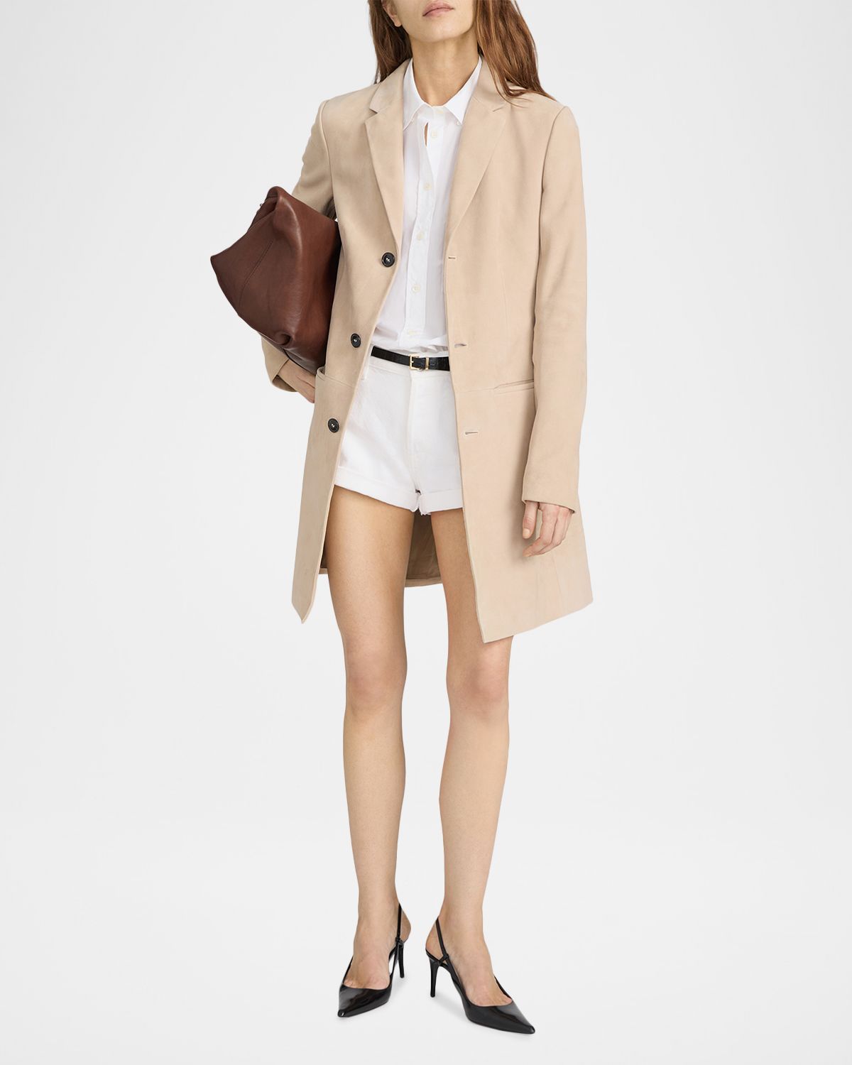 FRAME The Sleek Suede Coat - Women's Clothing