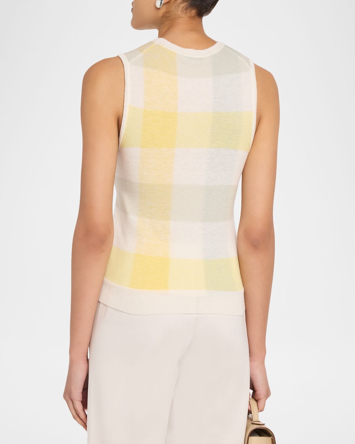 Vince Plaid Crewneck Sleeveless Top | Thumbnail 3