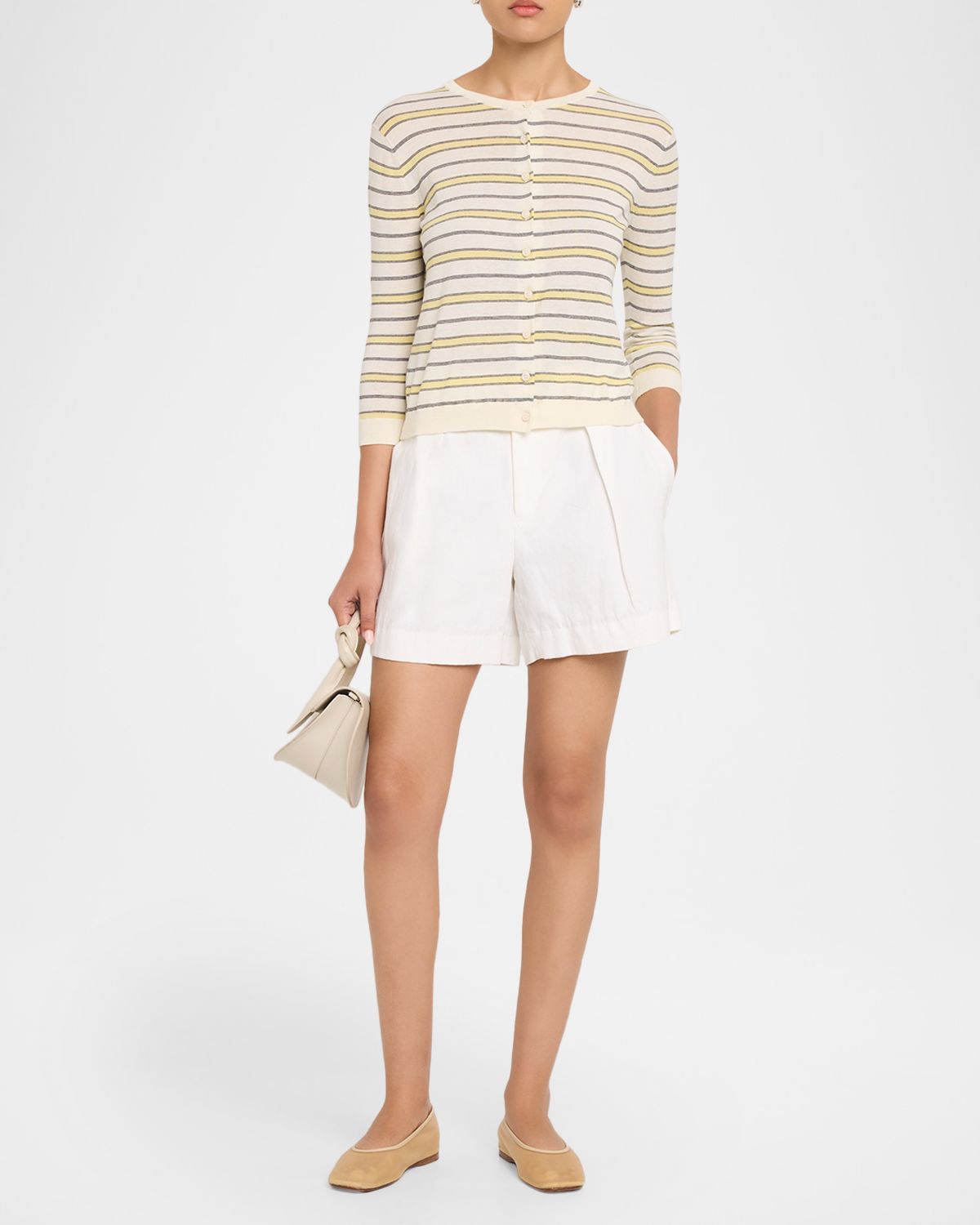 Vince Stripe Three-Quarter Sleeve Cardigan | Thumbnail 2