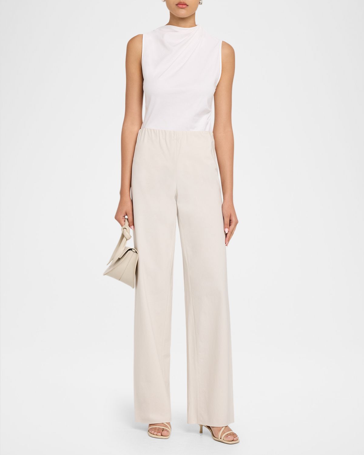 Vince Sleeveless Draped Pima Cotton Top