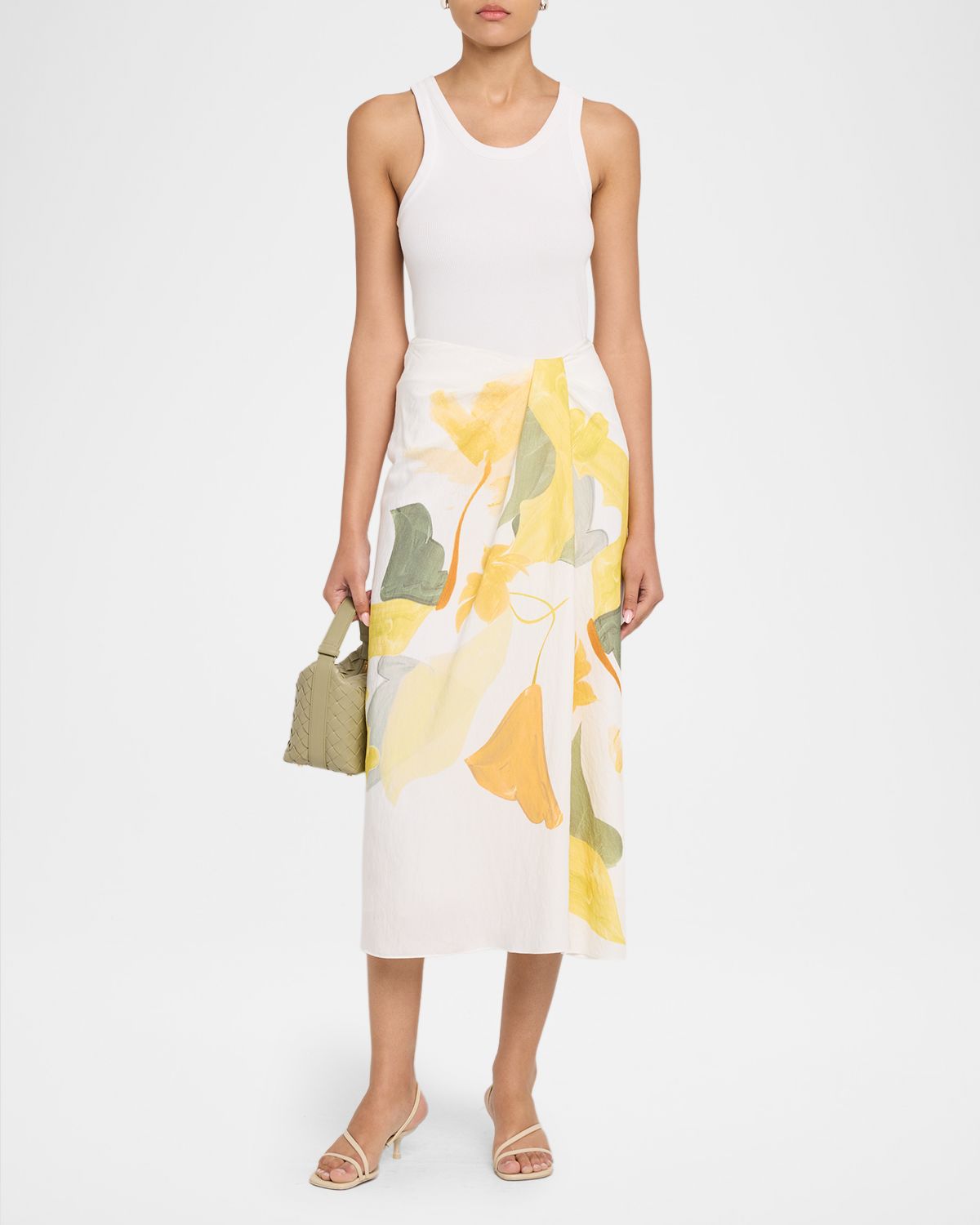 Vince Painted Satin-Viscose Midi Skirt | Thumbnail 2