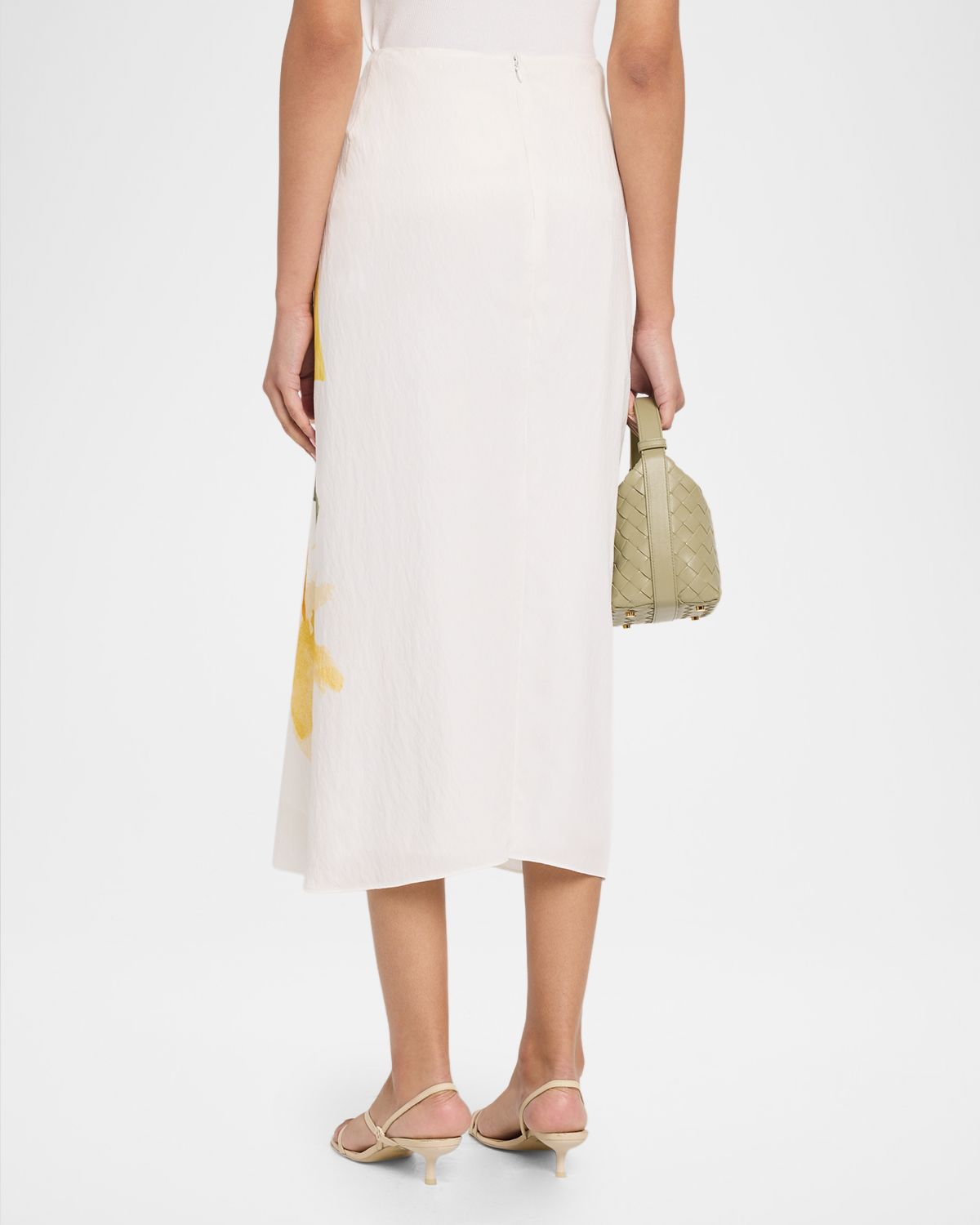 Vince Painted Satin-Viscose Midi Skirt | Thumbnail 3